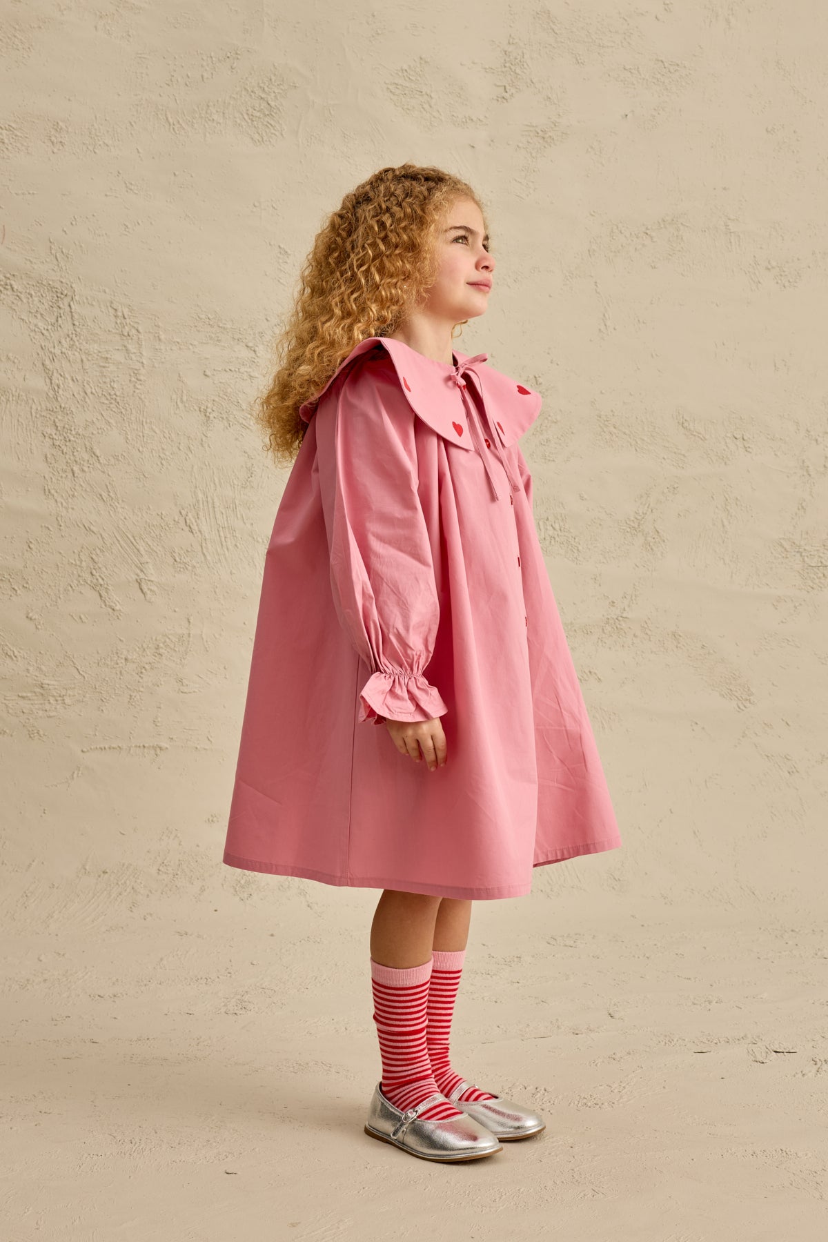 Kalp Nakışlı Elbise Pembe