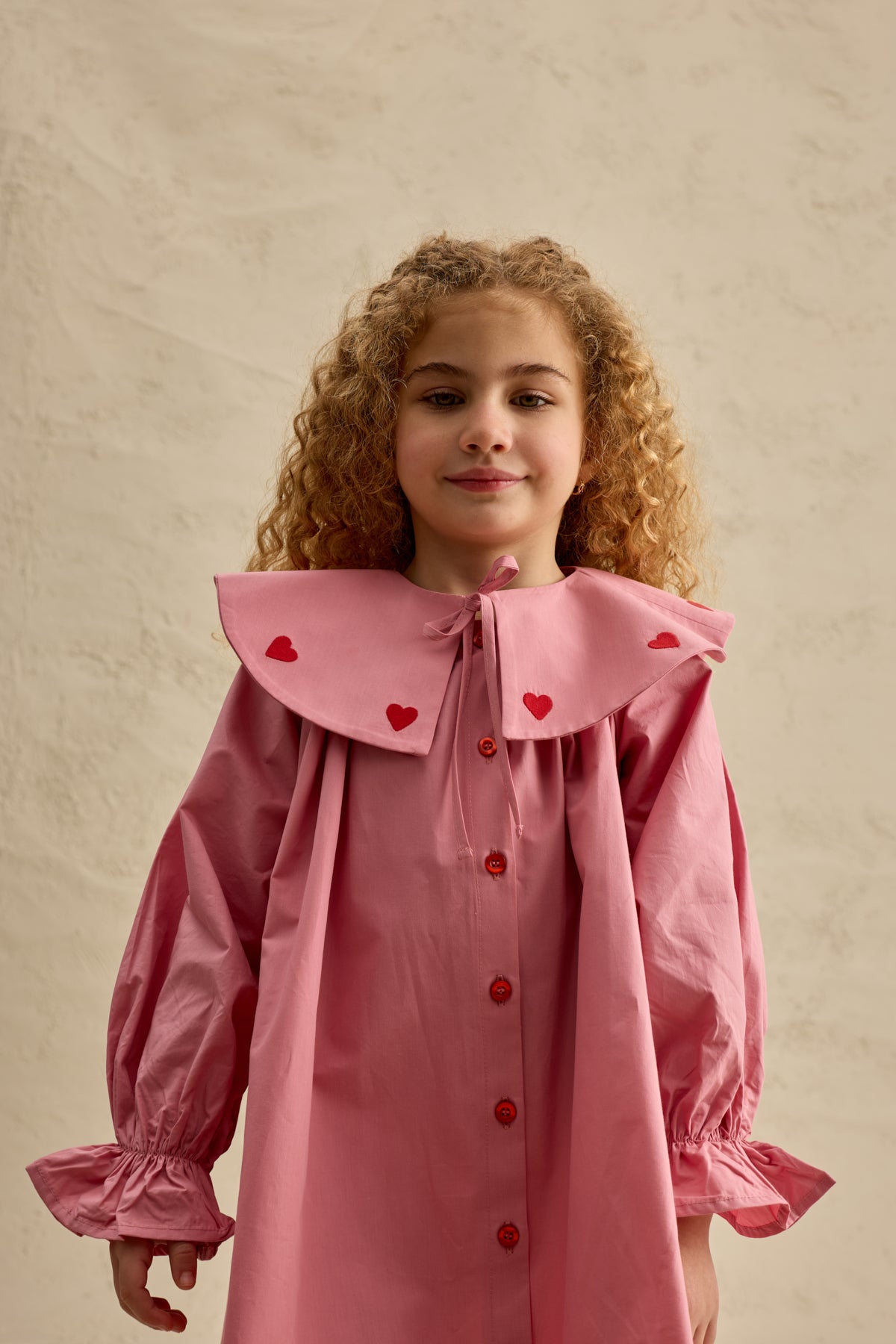 Kalp Nakışlı Elbise Pembe