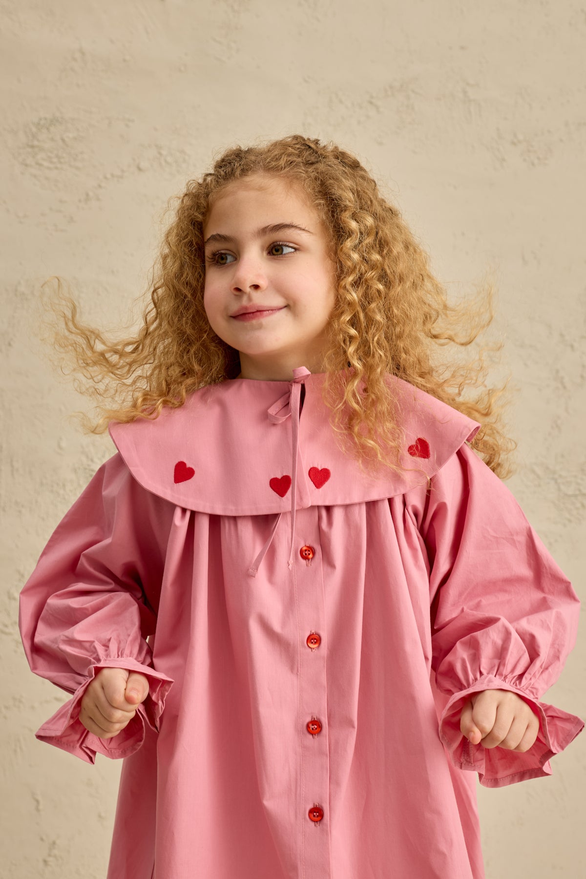 Kalp Nakışlı Elbise Pembe