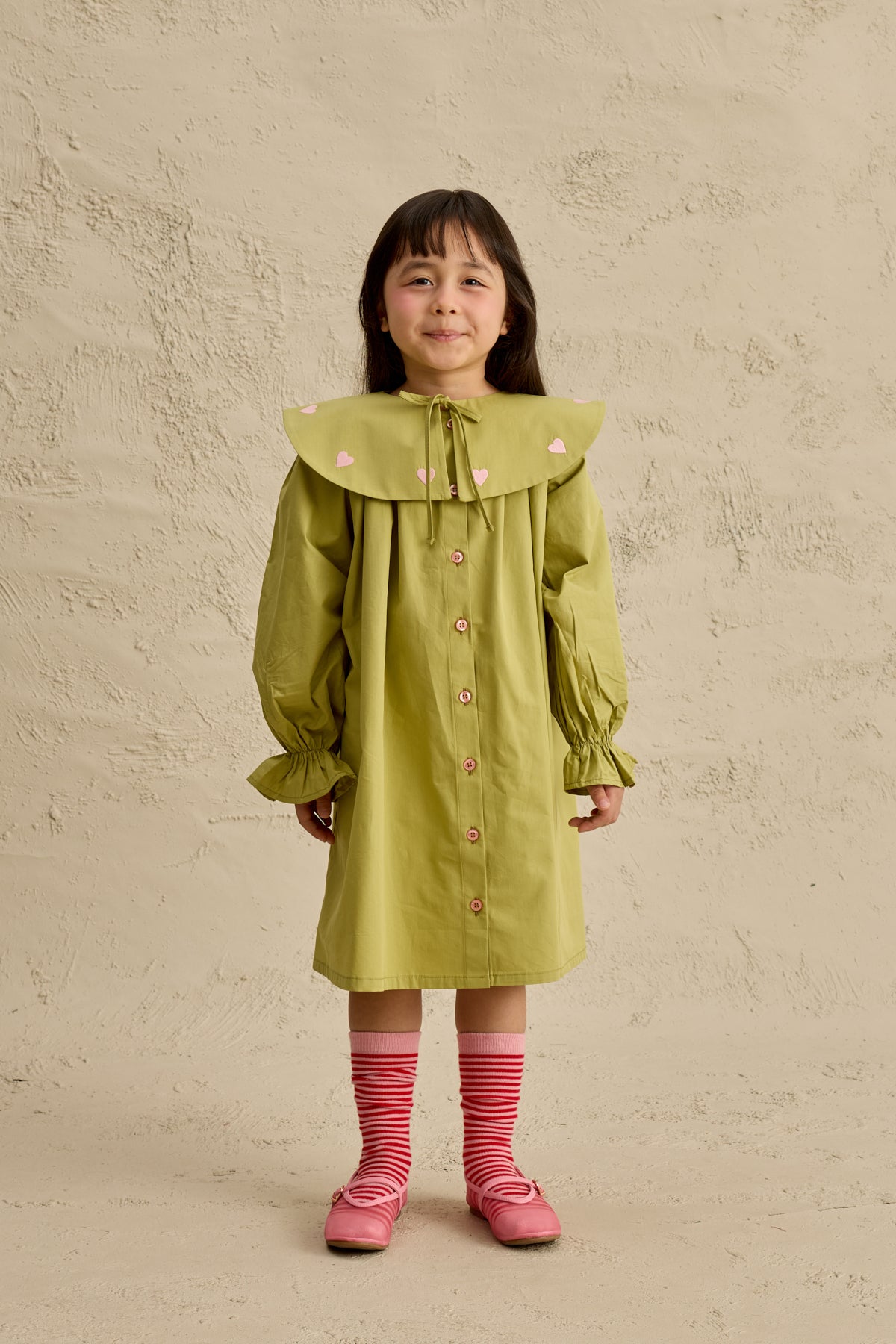 Kalp Nakışlı Elbise Yeşil