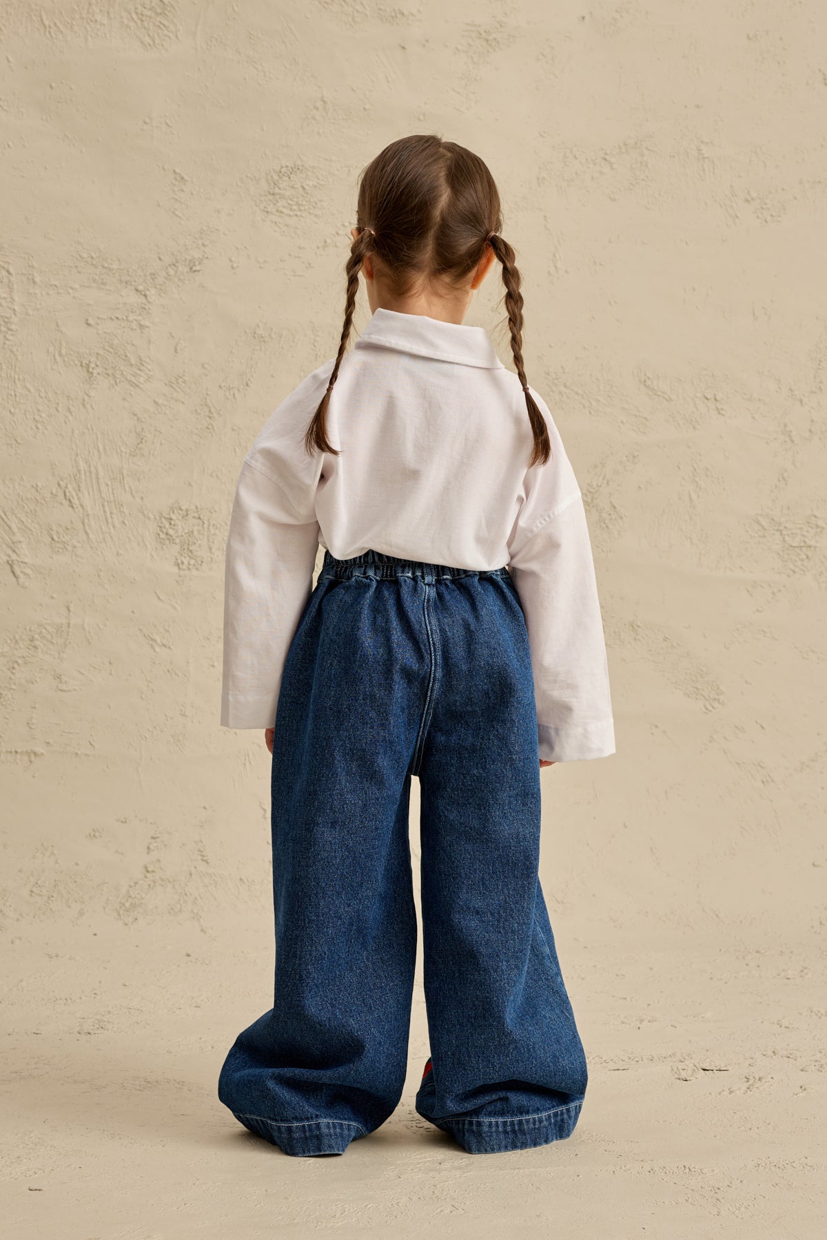 Kalp Nakışlı Straight Denim Pantolon Lacivert