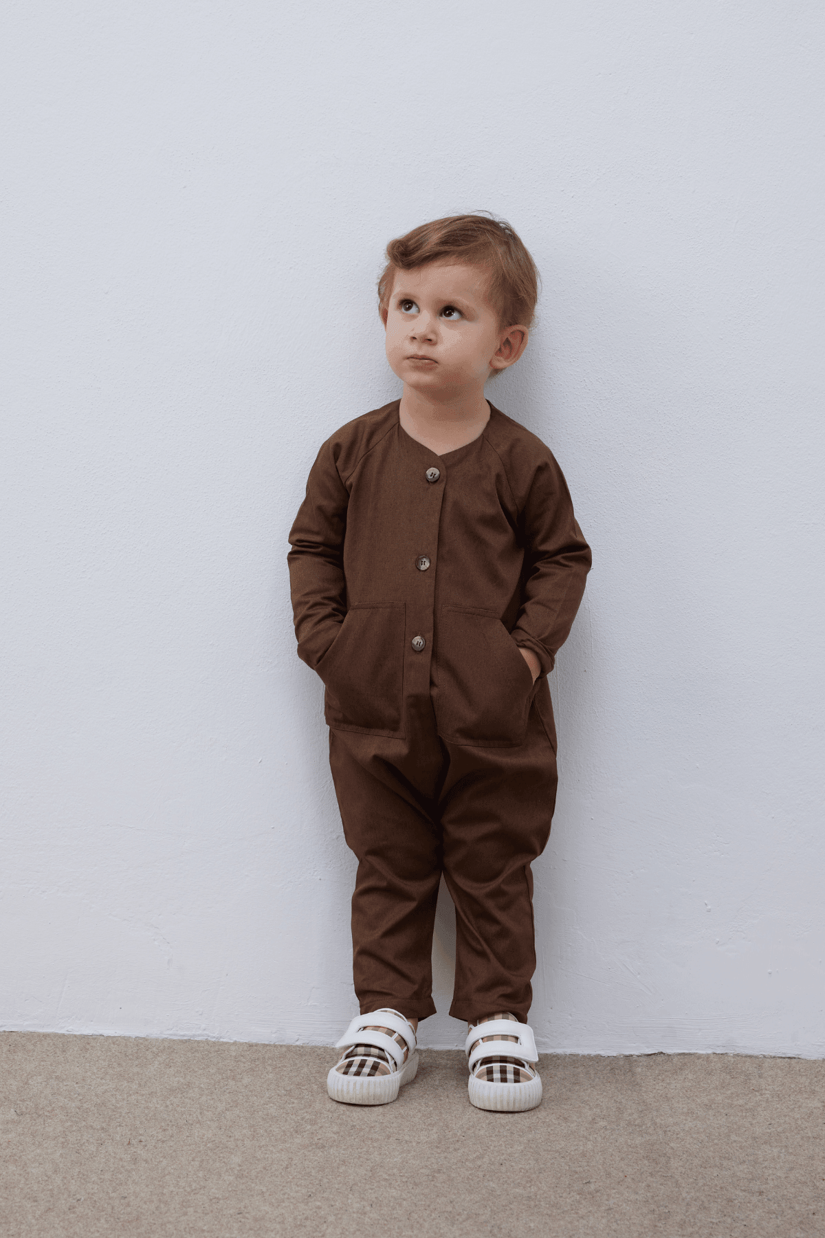 Kangaroo Pocket Kids Overalls Brown