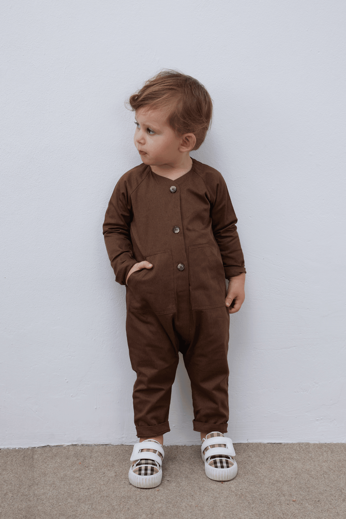 Kangaroo Pocket Kids Overalls Brown