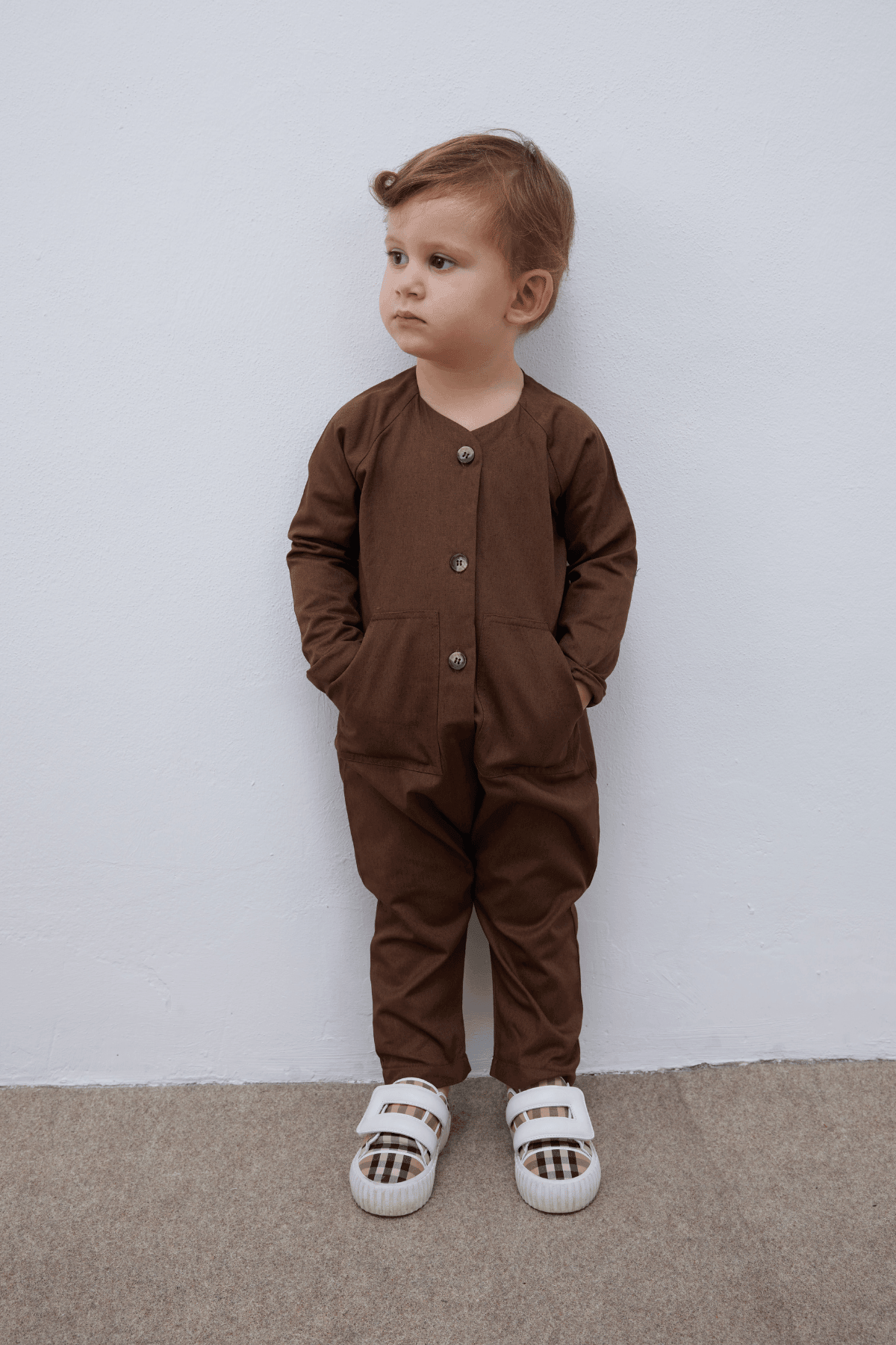 Kanguru Cepli Çocuk Tulum Kahverengi