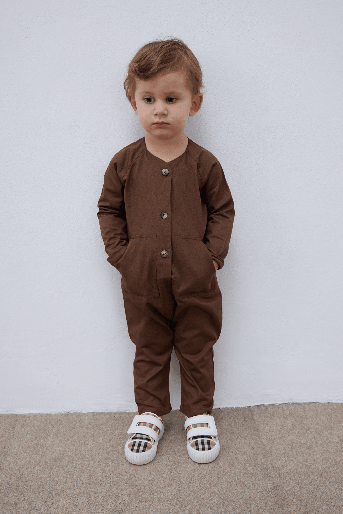 Kanguru Cepli Çocuk Tulum Kahverengi