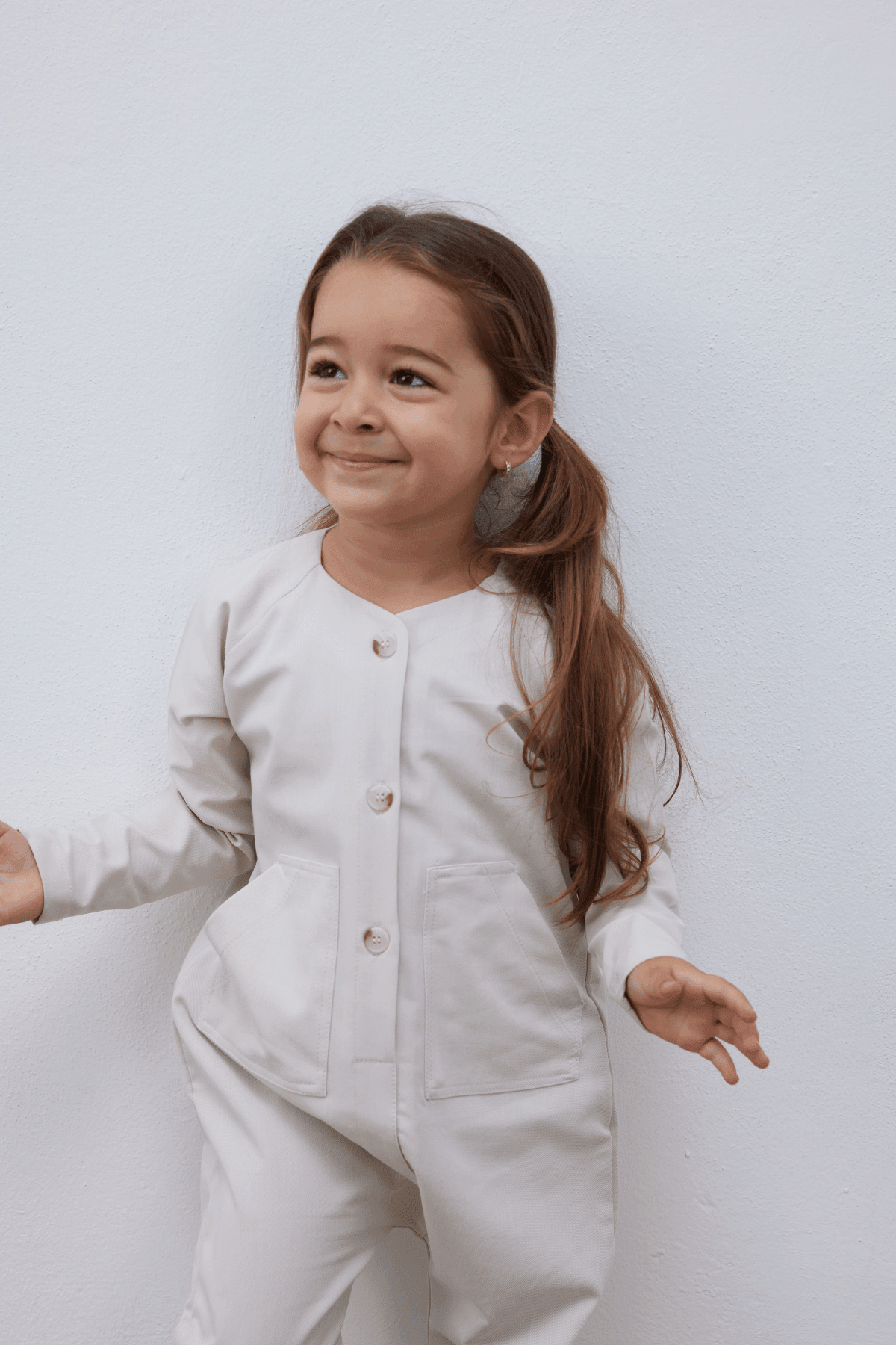 Kangaroo Pocket Kids Overalls Stone