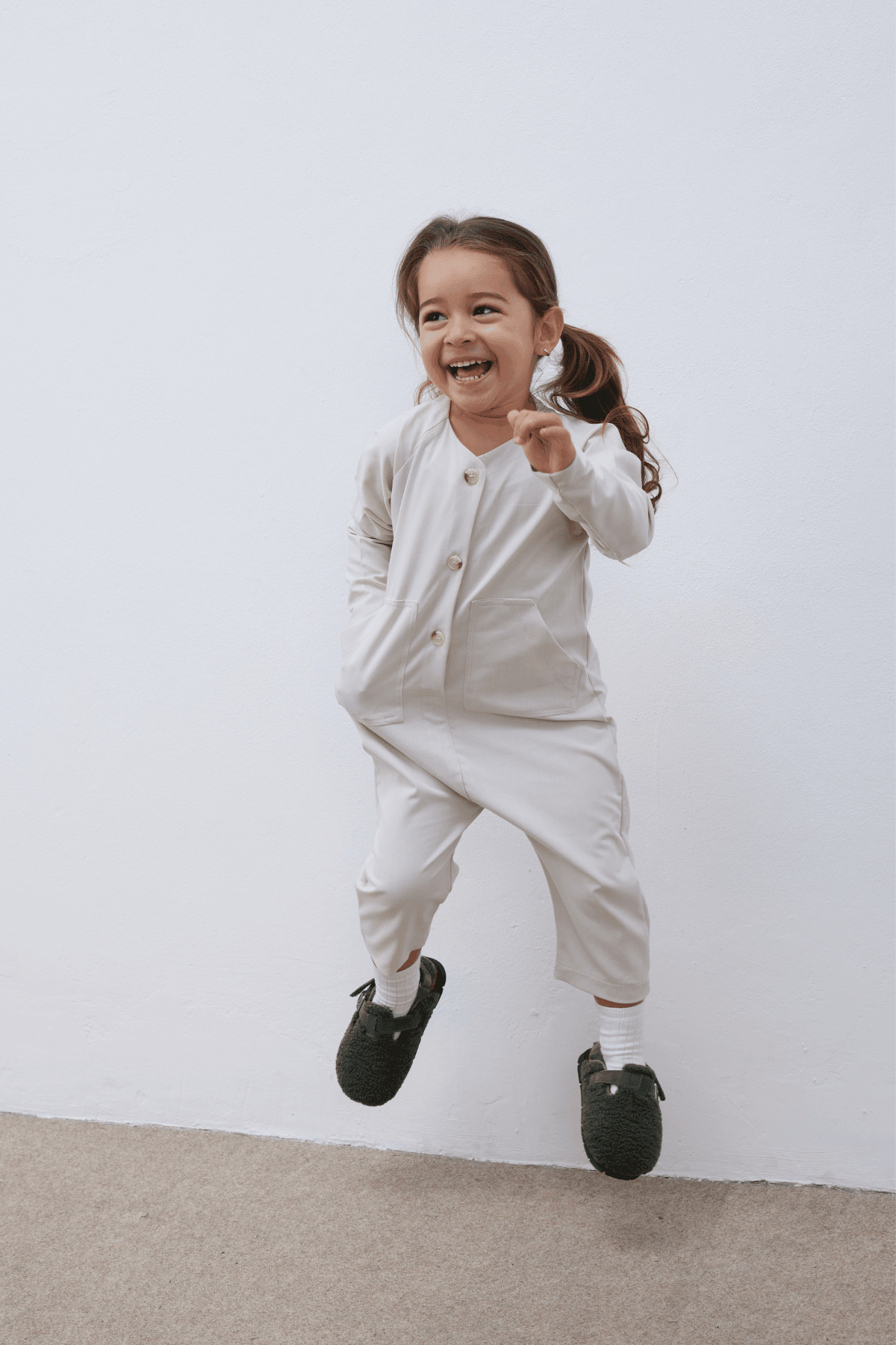 Kangaroo Pocket Kids Overalls Stone