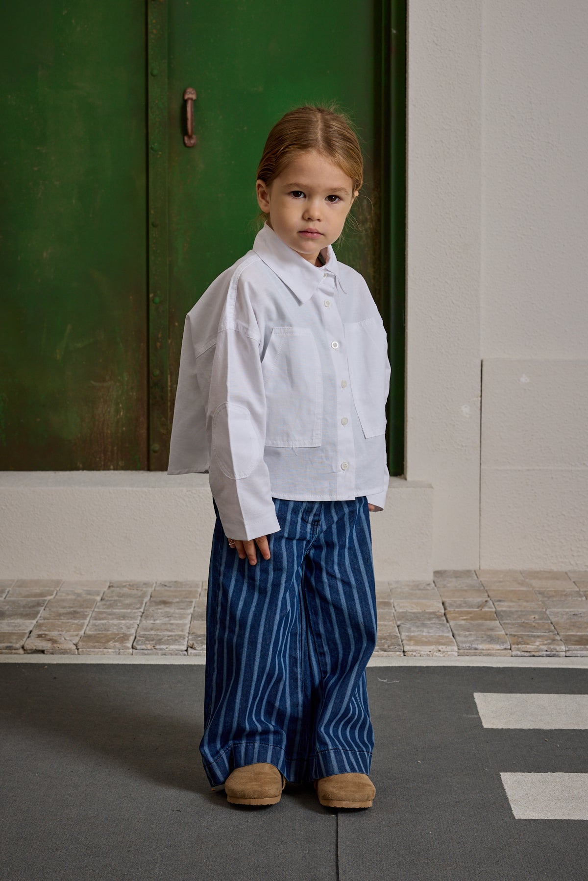 Kanguru Cepli Oversize Gömlek Beyaz