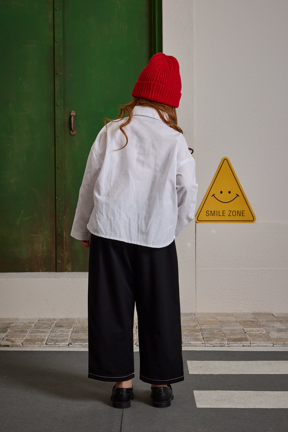 Kanguru Cepli Oversize Gömlek Beyaz