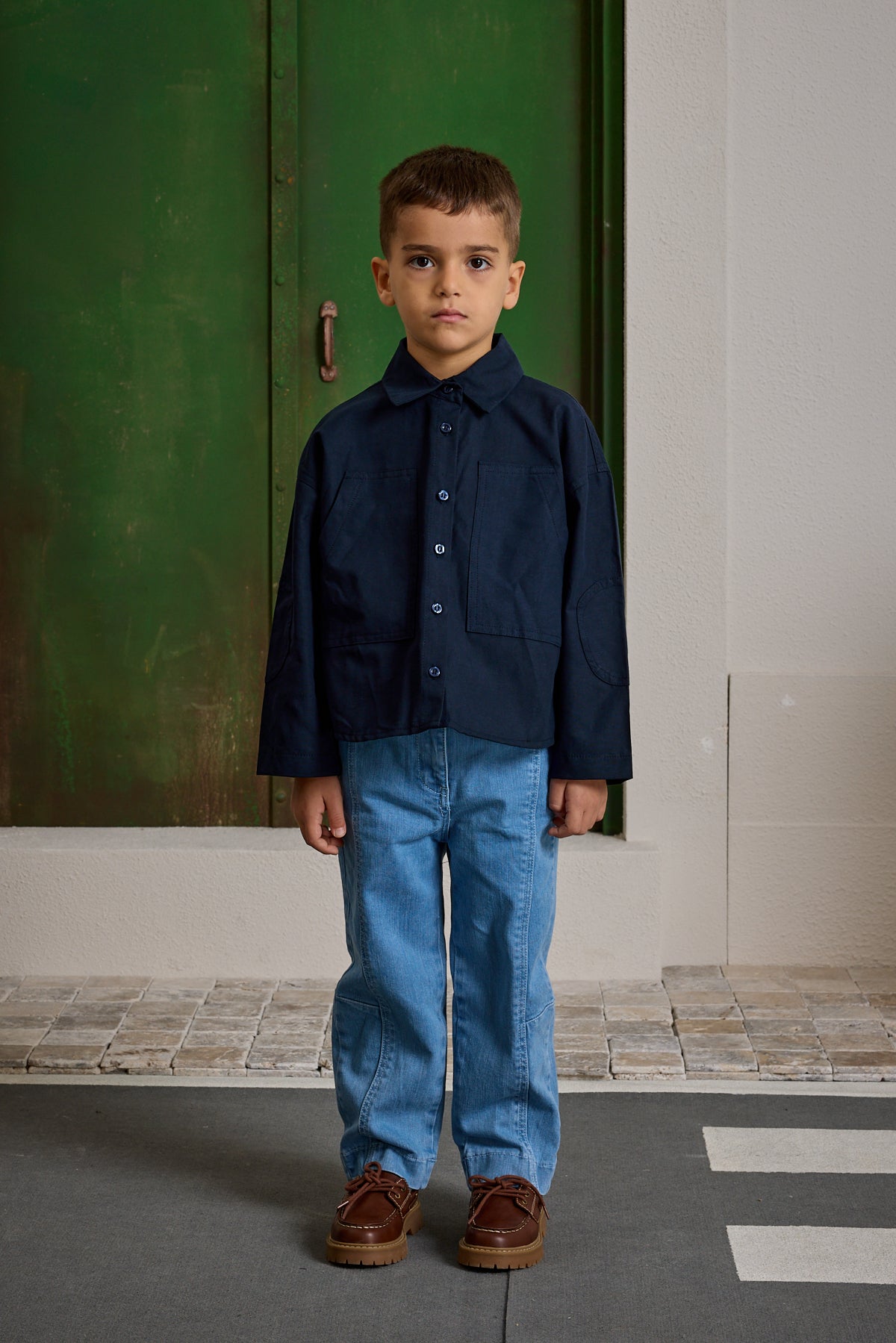 Kanguru Cepli Oversize Gömlek Lacivert