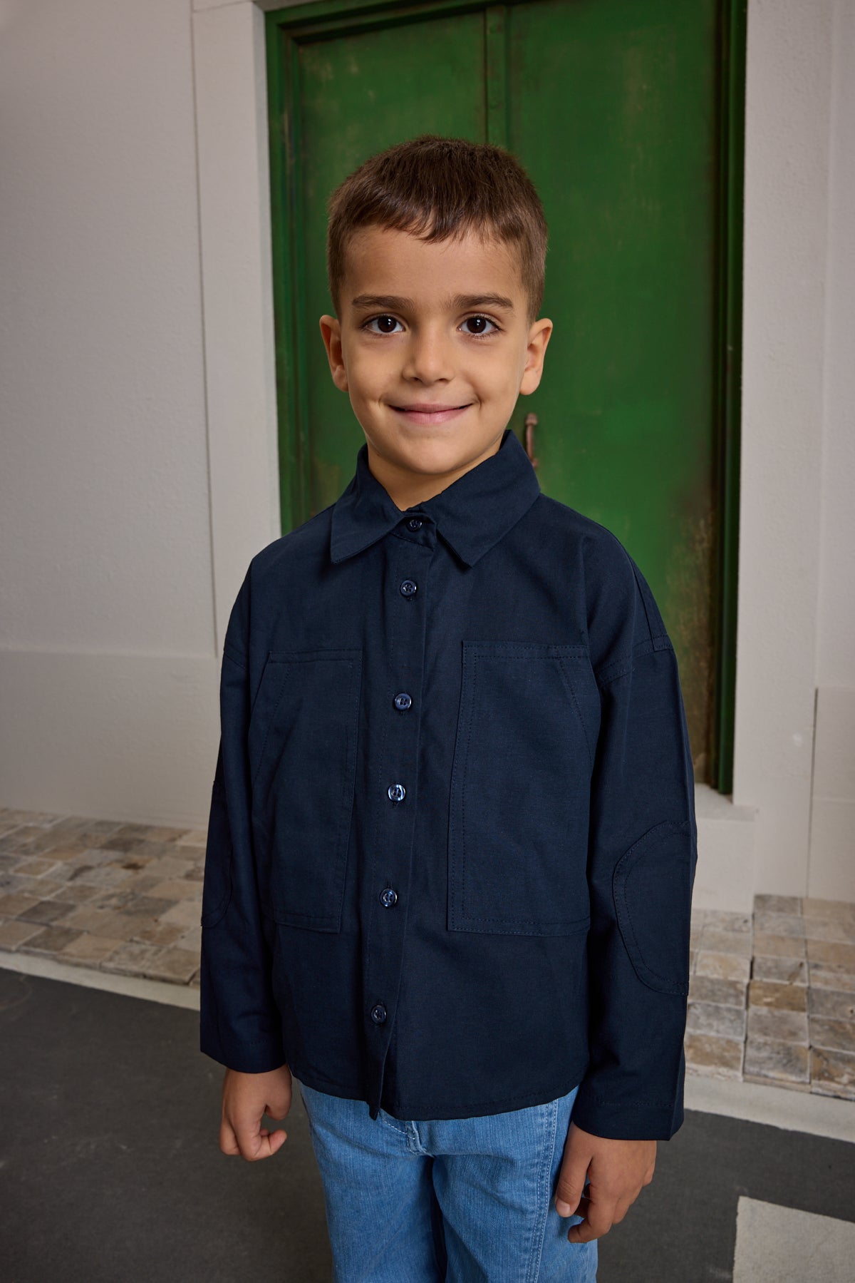 Kanguru Cepli Oversize Gömlek Lacivert