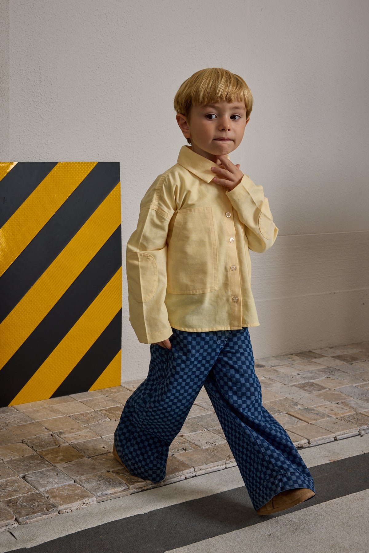 Kanguru Cepli Oversize Gömlek Sarı