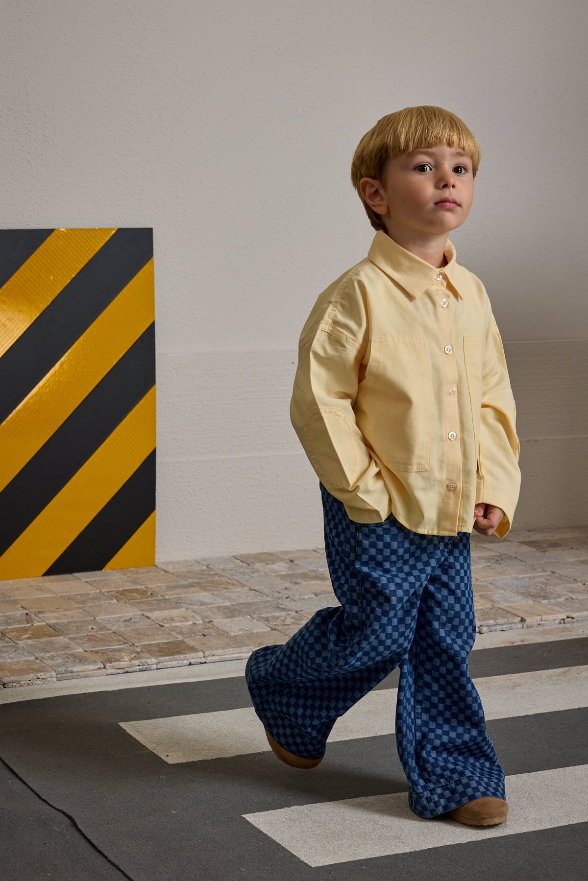 Kanguru Cepli Oversize Gömlek Sarı