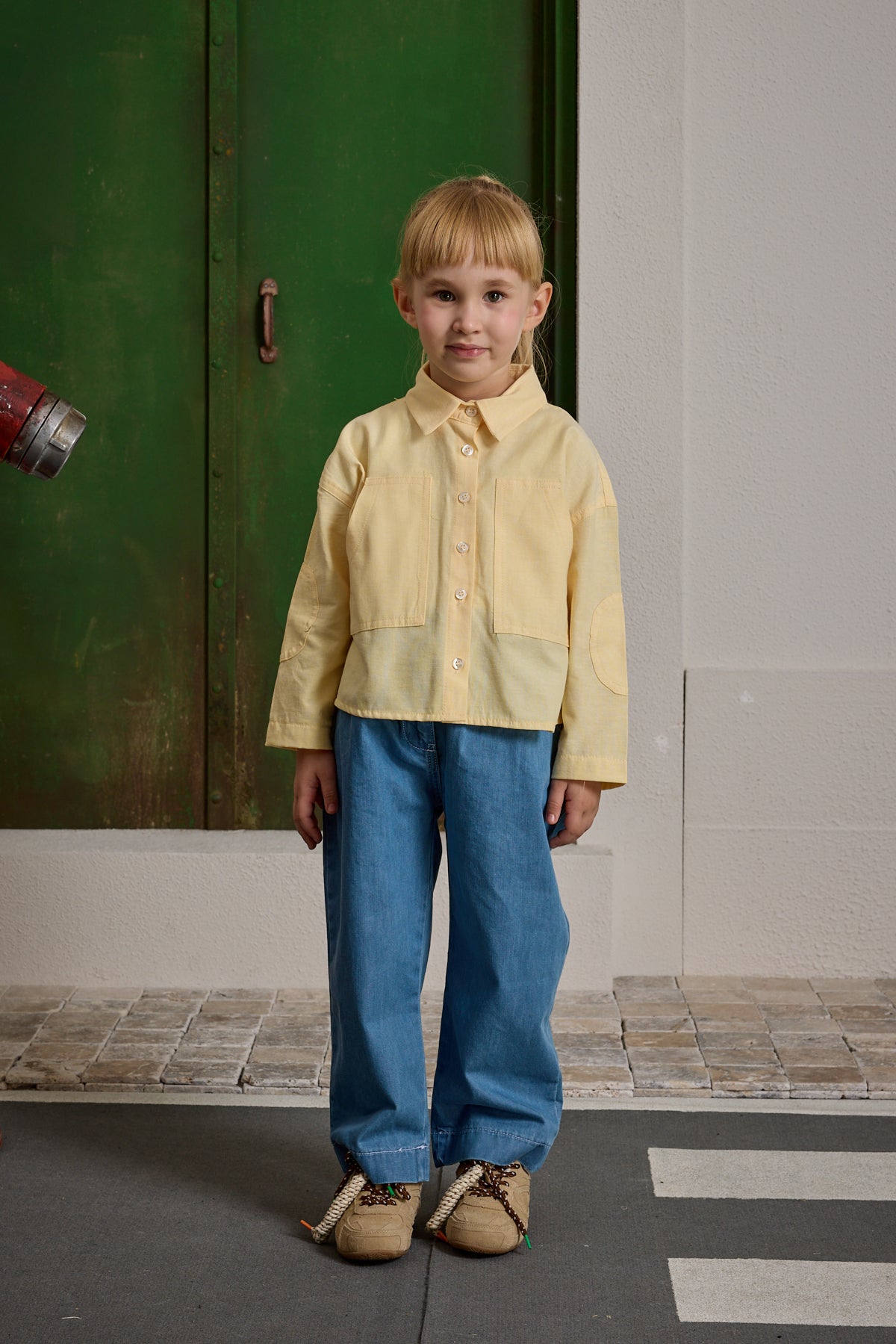 Kanguru Cepli Oversize Gömlek Sarı