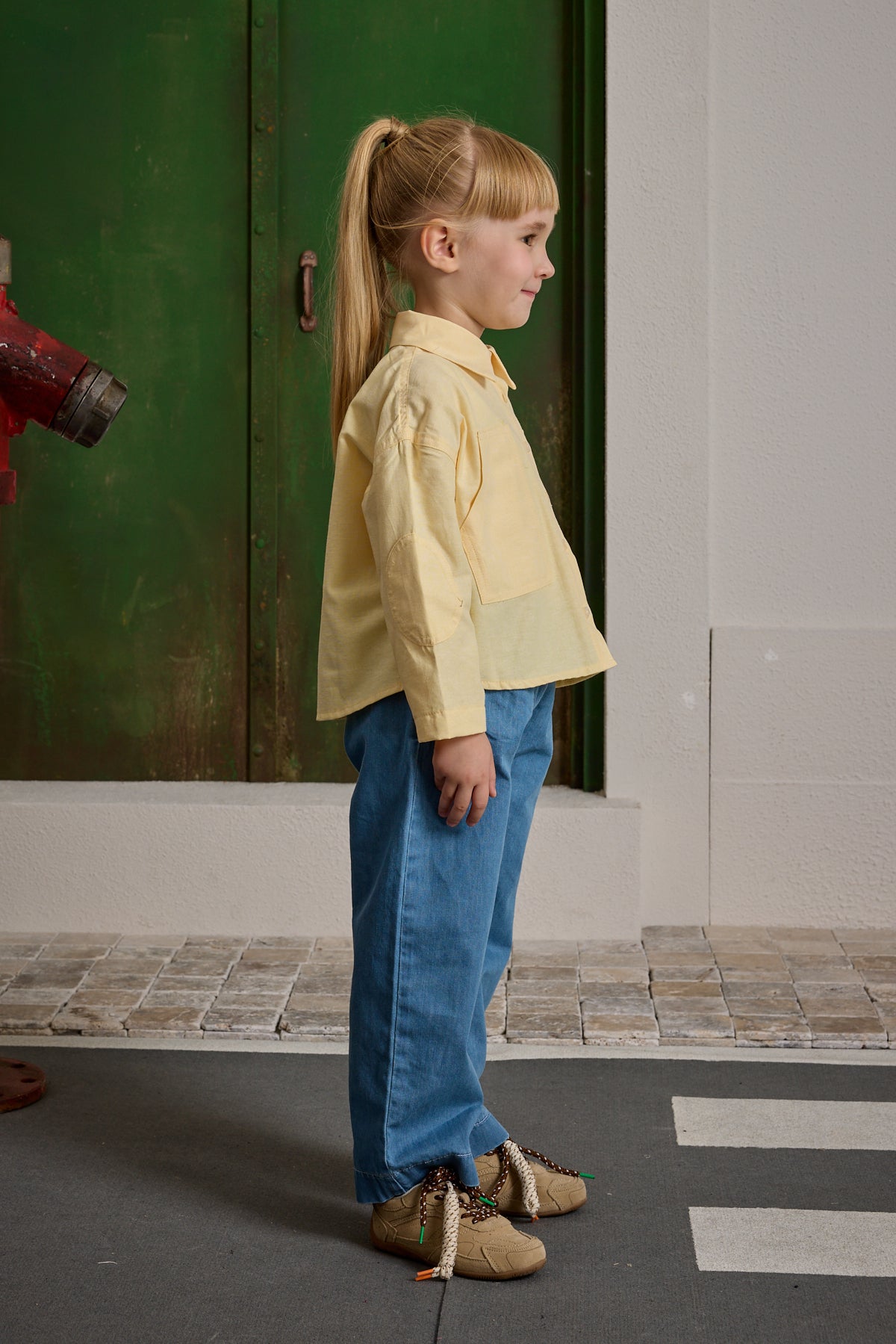 Kanguru Cepli Oversize Gömlek Sarı