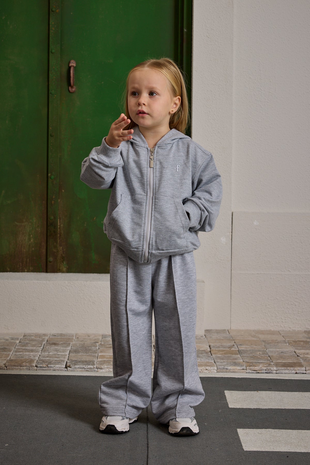 Kapüşonlu Basic Eşofman Takımı Gri Melange