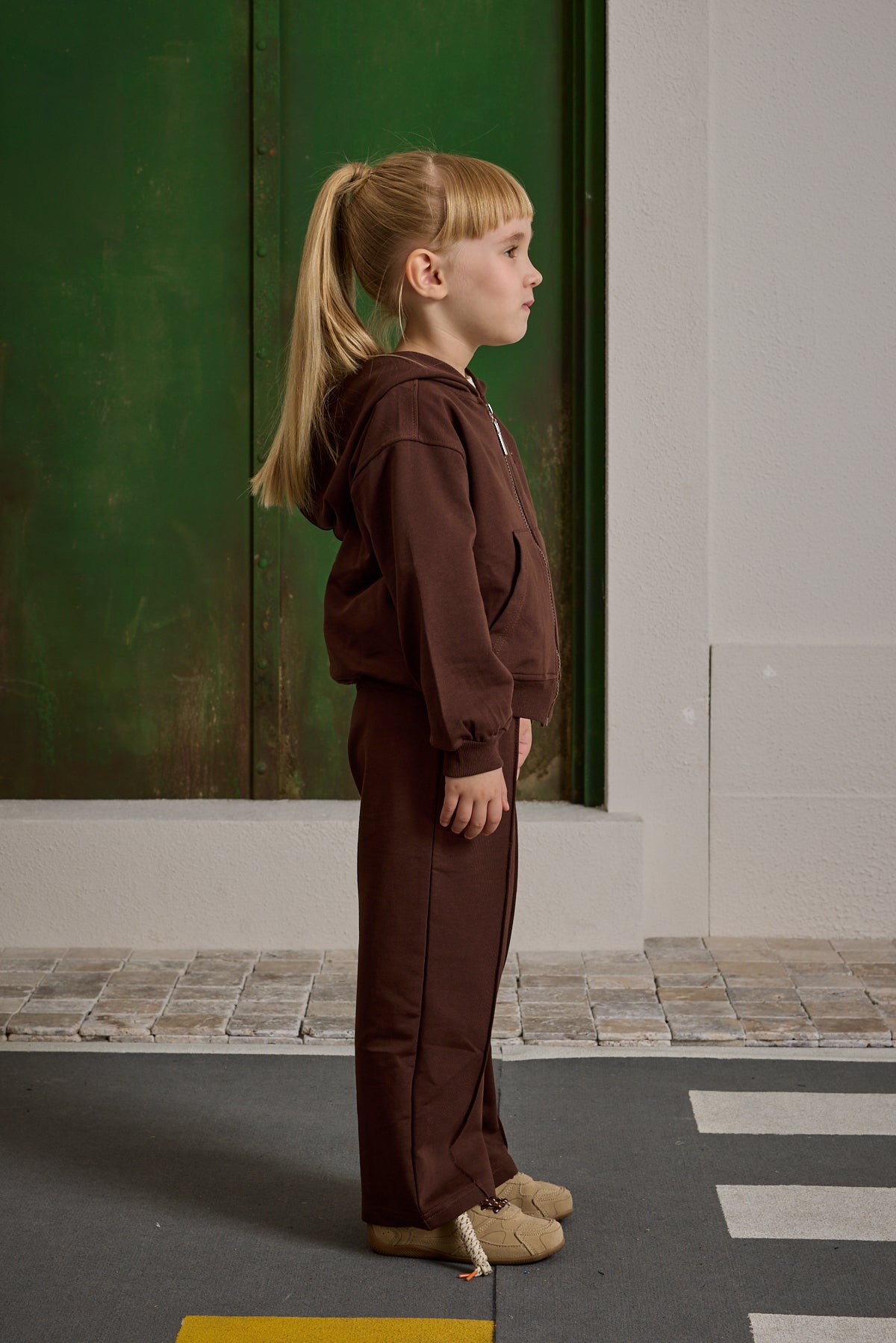 Kapüşonlu Basic Eşofman Takımı Kahverengi