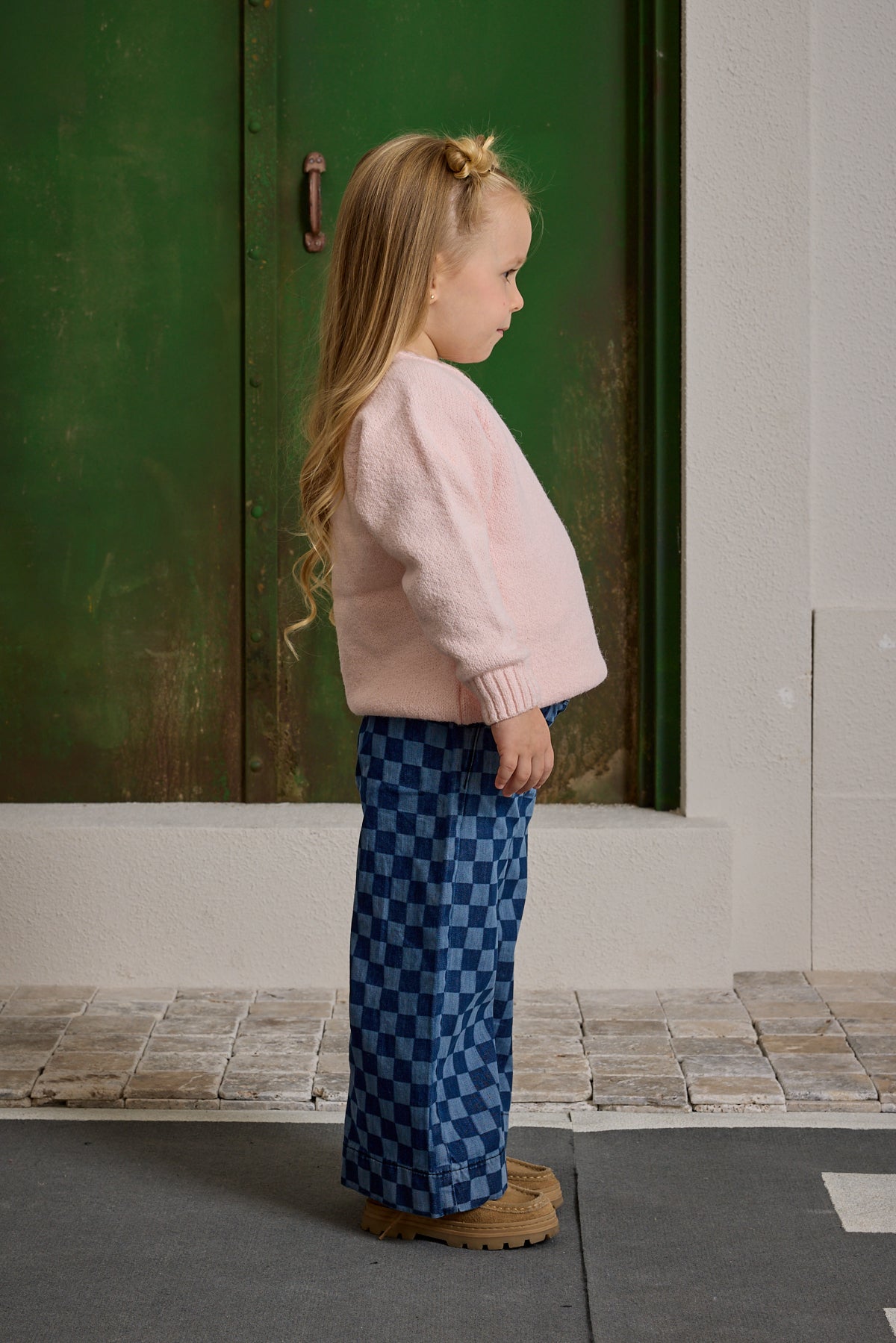 Kareli Denim Pantolon Koyu Mavi