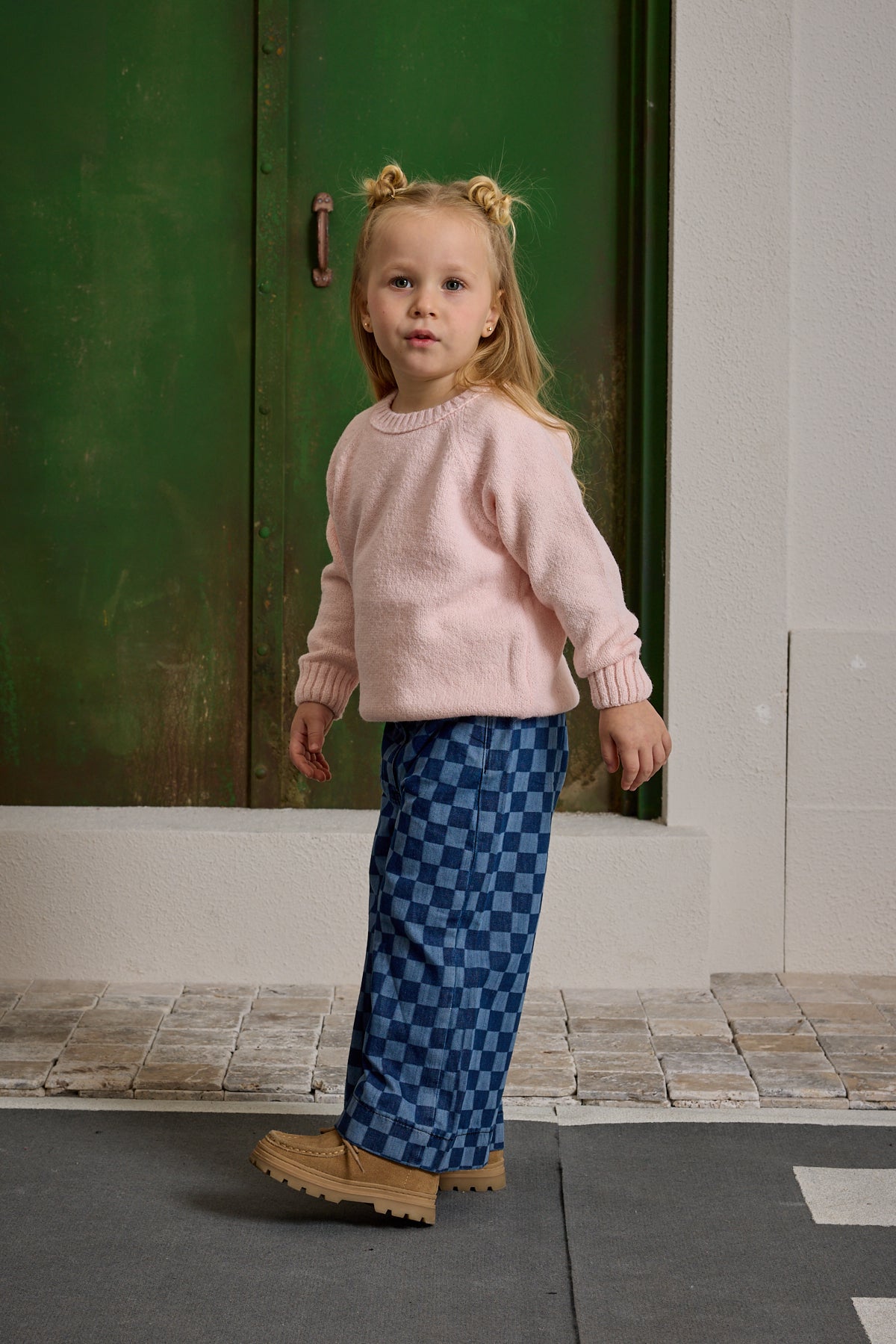 Kareli Denim Pantolon Koyu Mavi