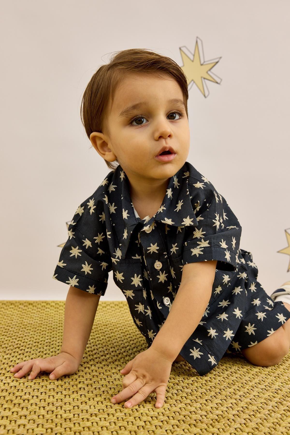 Körük Cepli Şort Takım Lacivert