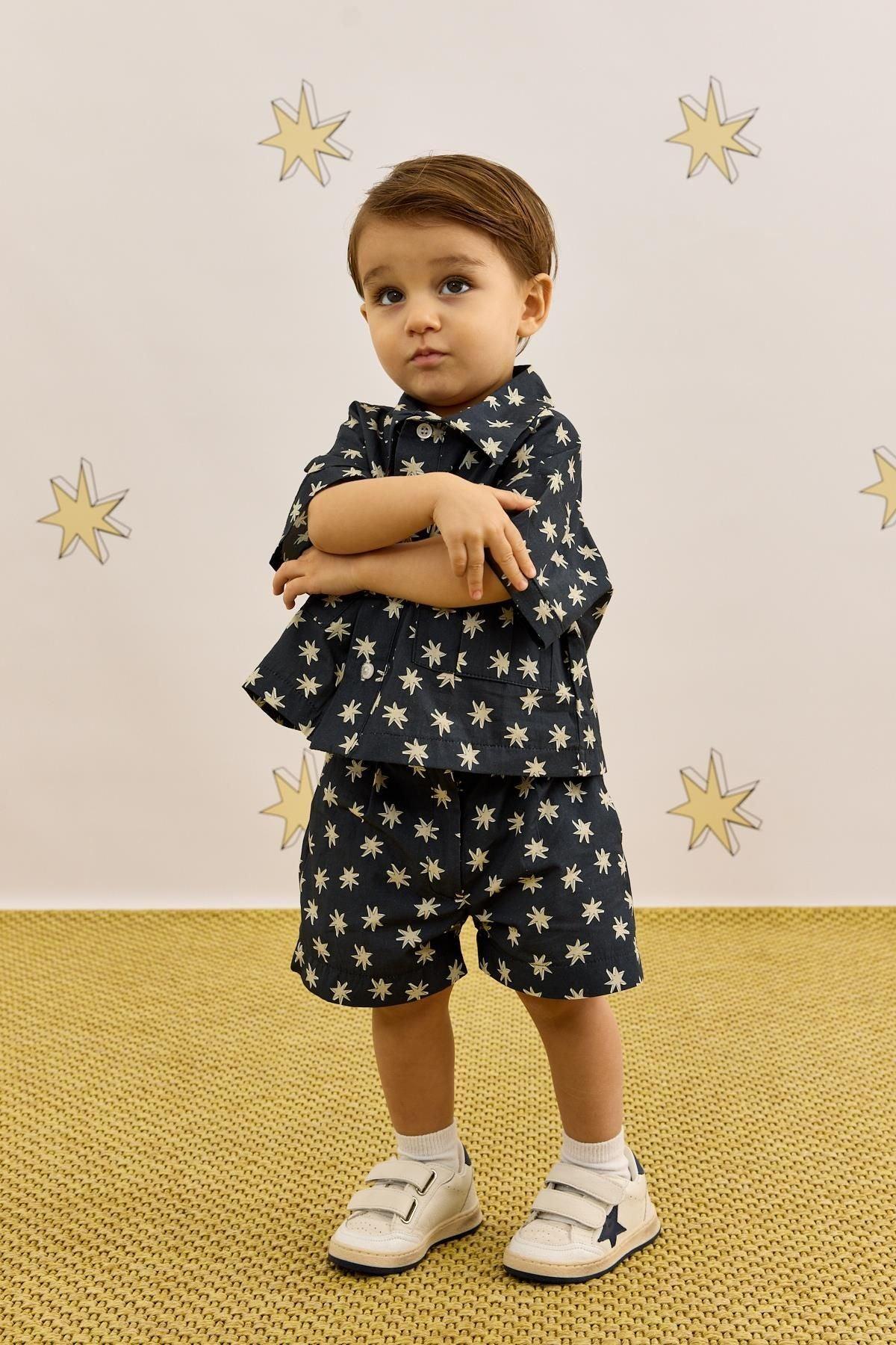 Körük Cepli Şort Takım Lacivert