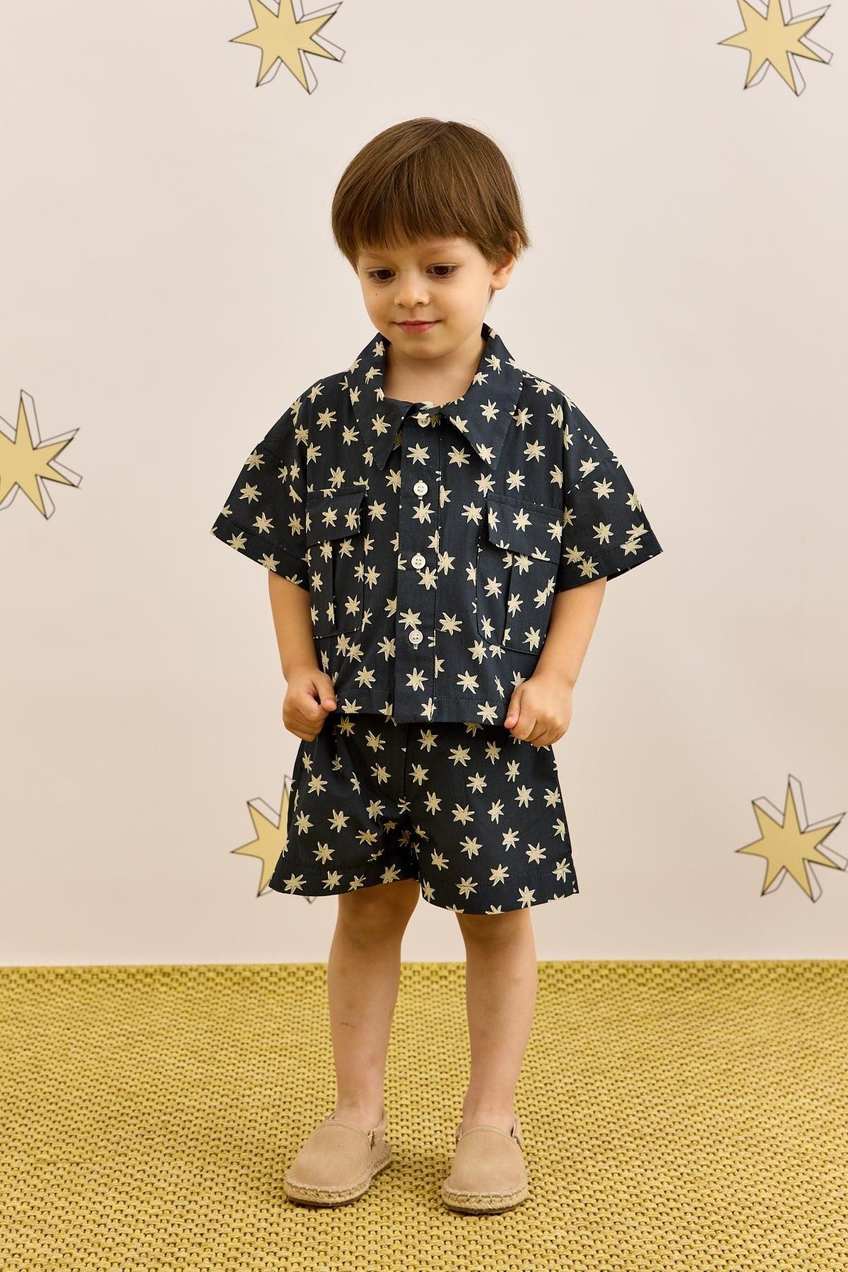 Körük Cepli Şort Takım Lacivert