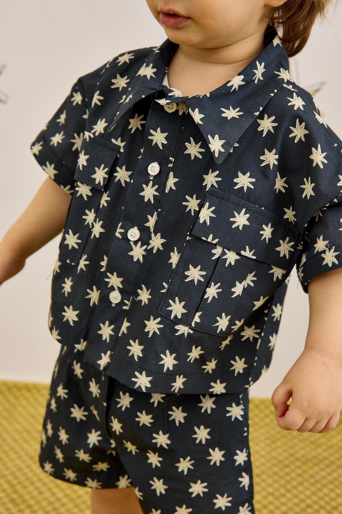 Körük Cepli Şort Takım Lacivert