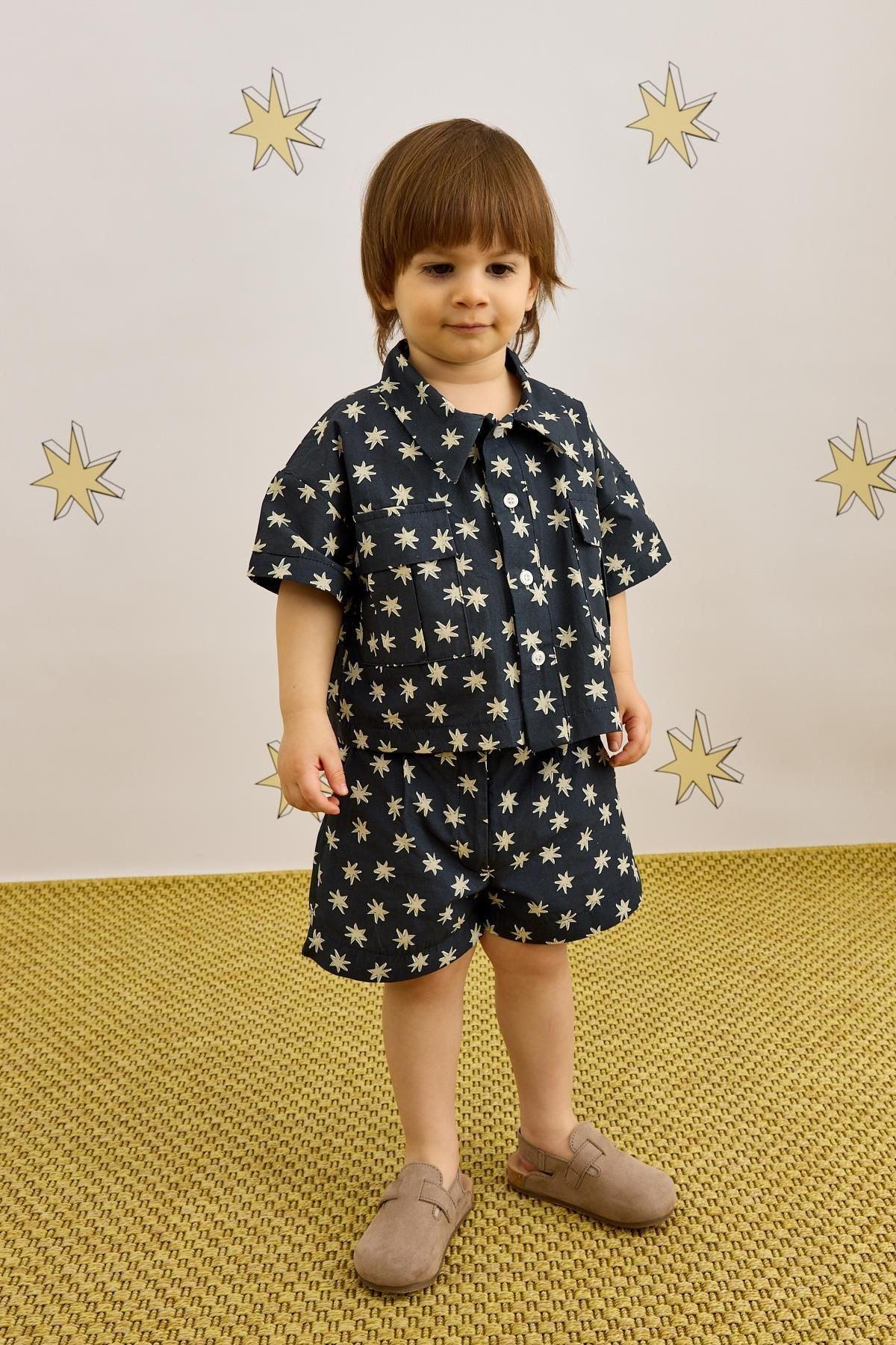 Körük Cepli Şort Takım Lacivert