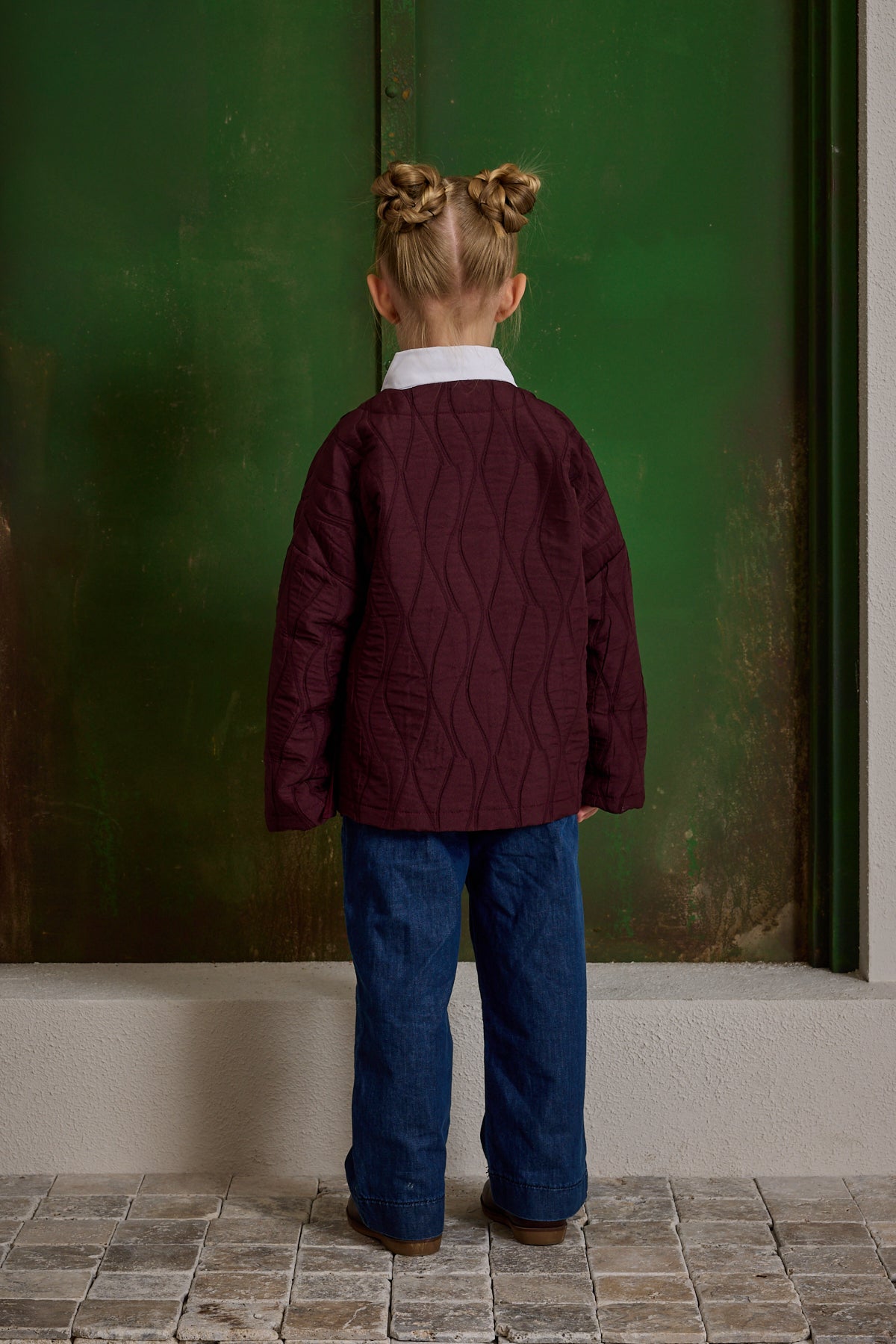 Kruvaze Bağlamalı Kapitone Mont Bordo