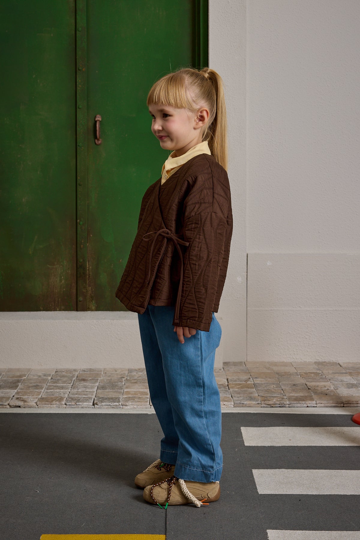 Kruvaze Bağlamalı Kapitone Mont Kahverengi