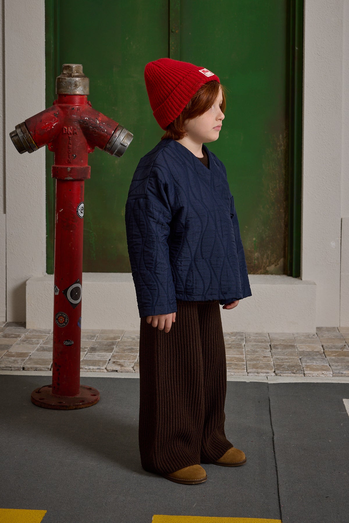 Kruvaze Bağlamalı Kapitone Mont Lacivert