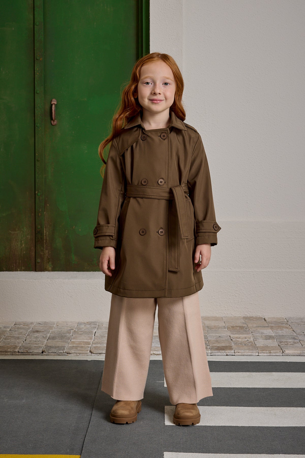 Kruvaze Kesim Trençkot Haki