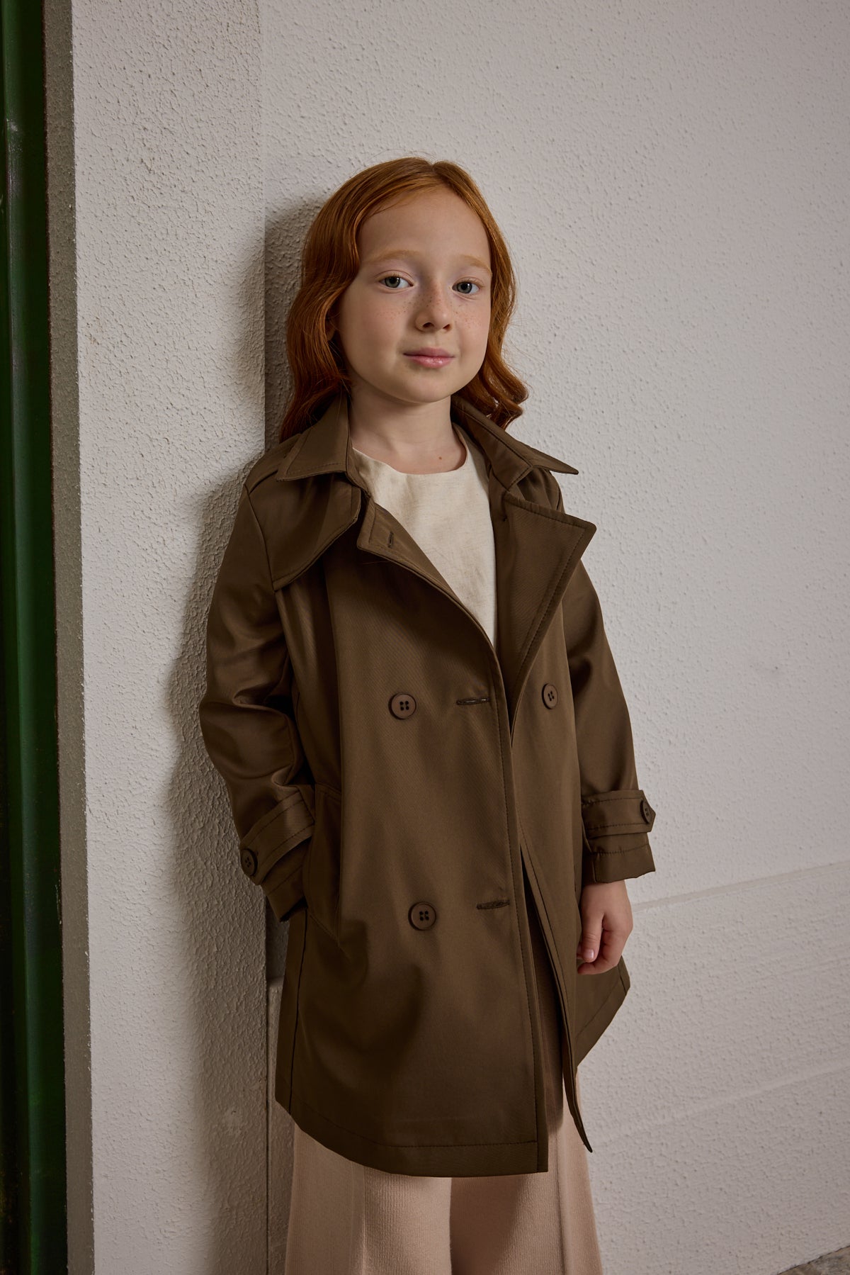 Kruvaze Kesim Trençkot Haki