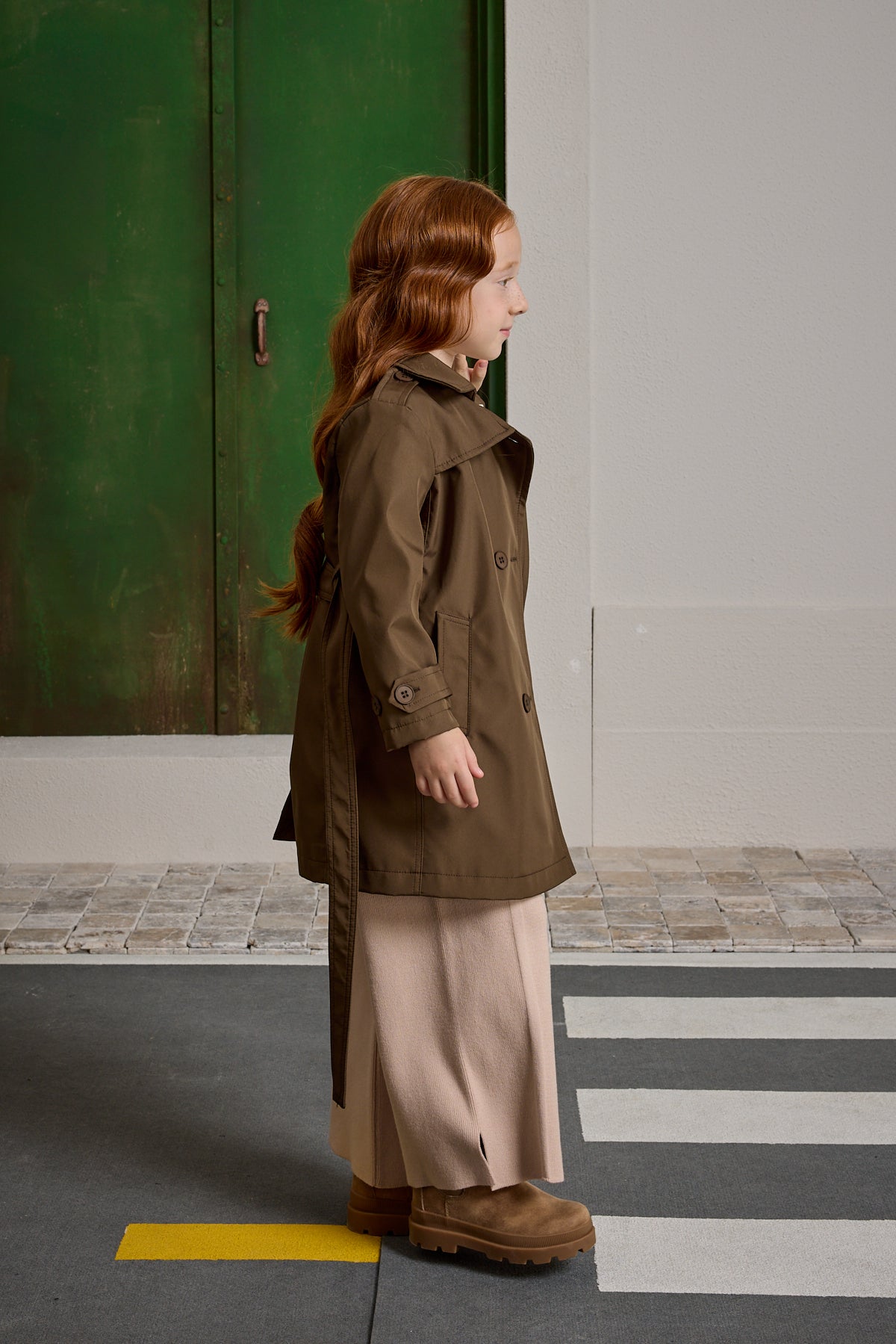 Kruvaze Kesim Trençkot Haki