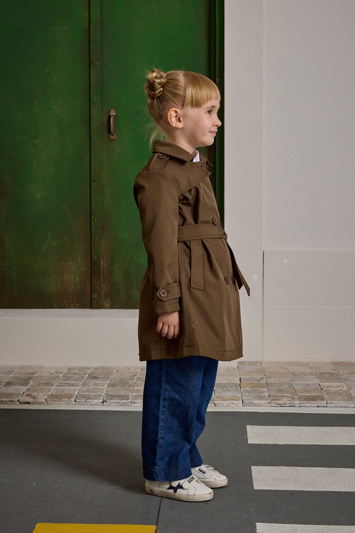 Kruvaze Kesim Trençkot Haki