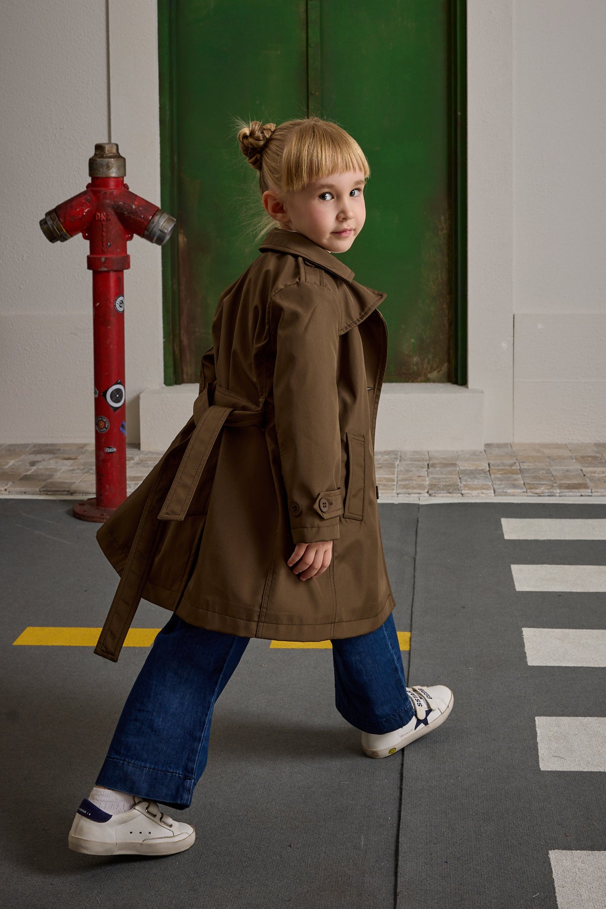 Kruvaze Kesim Trençkot Haki