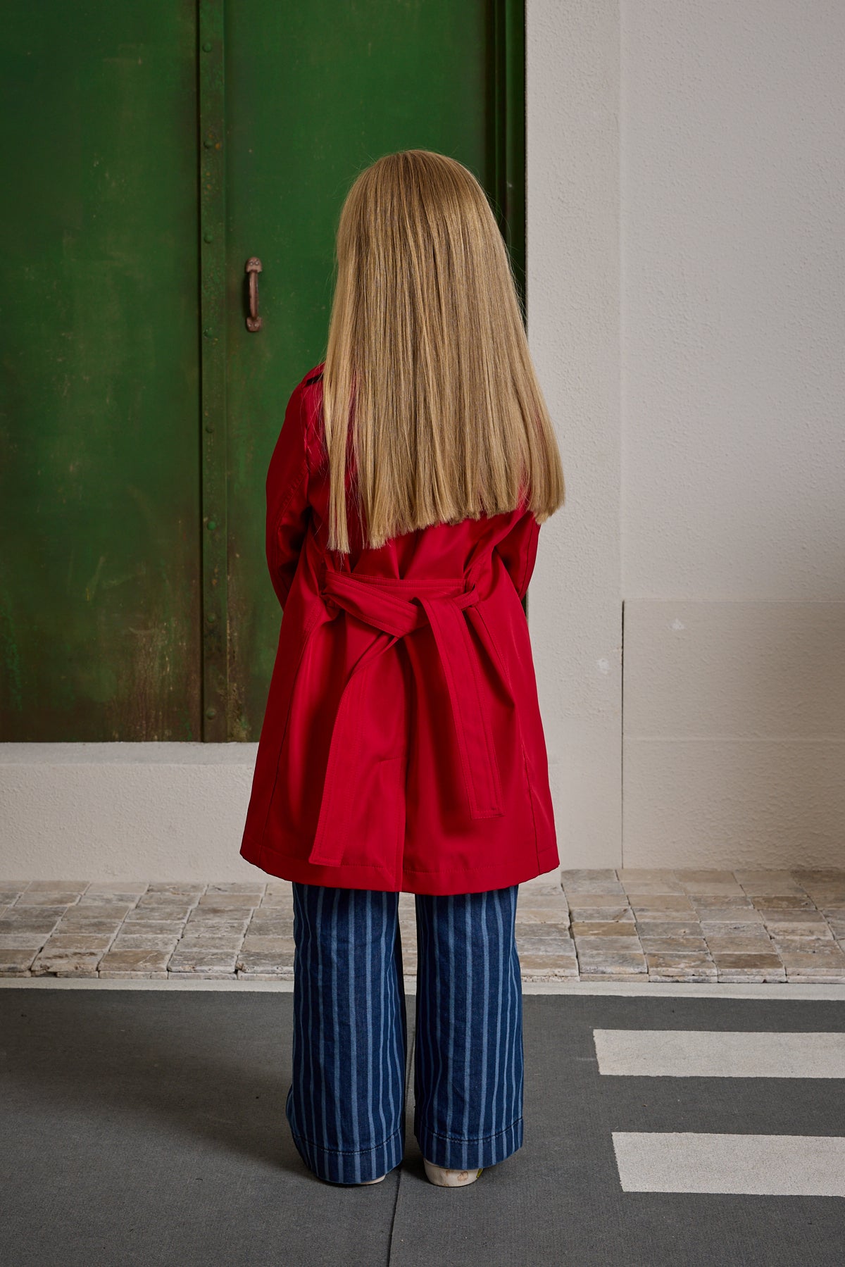 Kruvaze Kesim Trençkot Kırmızı