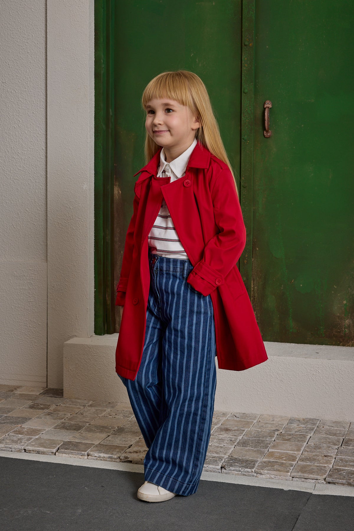 Kruvaze Kesim Trençkot Kırmızı