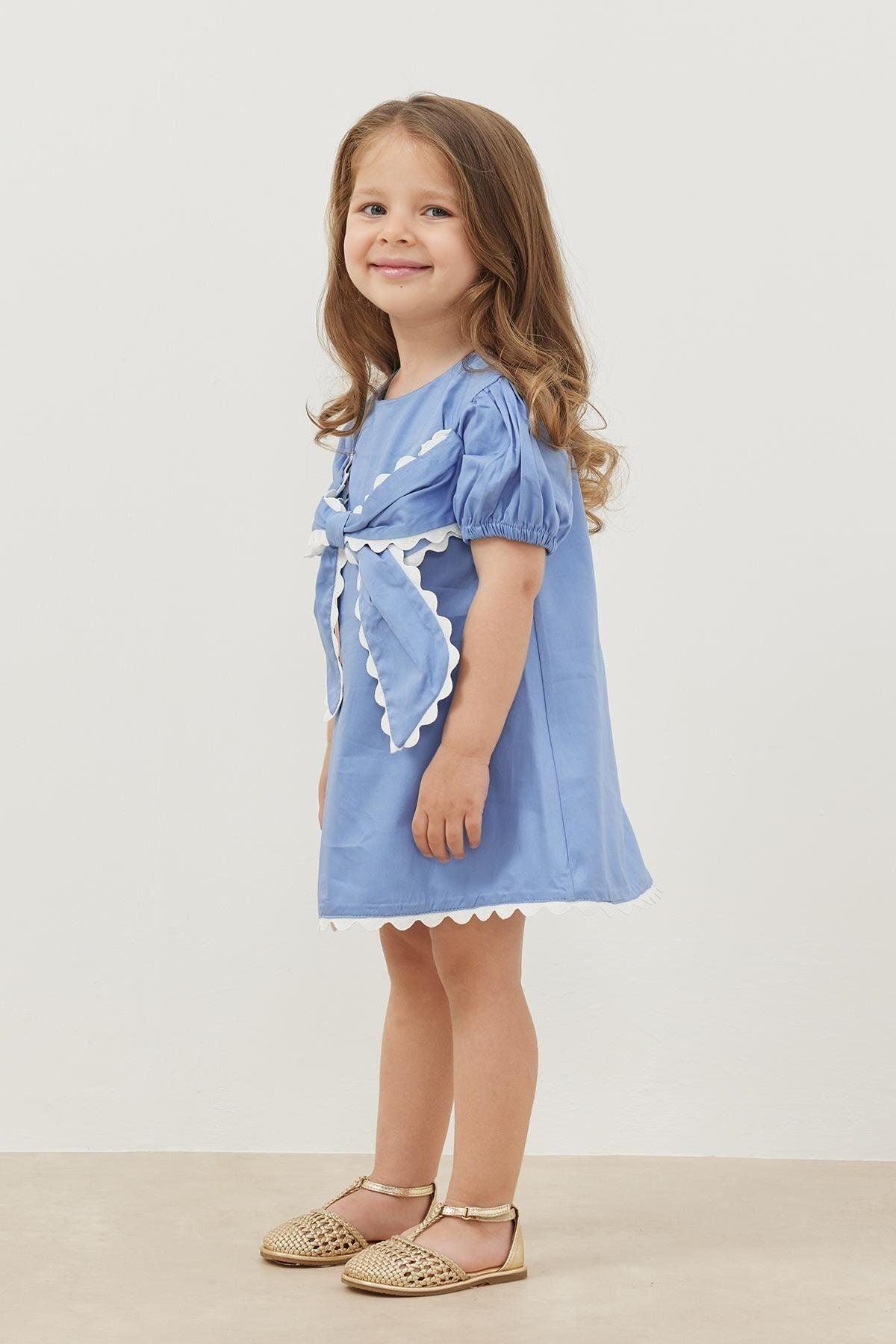 Kurdeleli Elbise Mavi