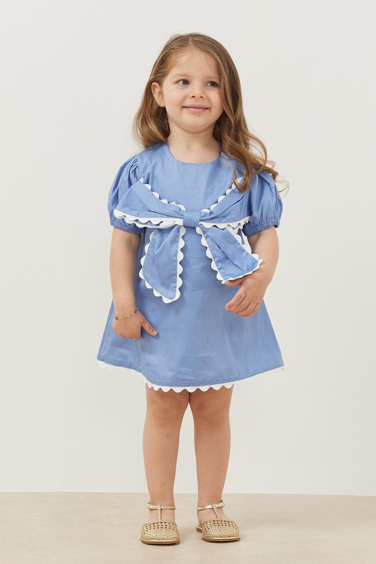 Kurdeleli Elbise Mavi