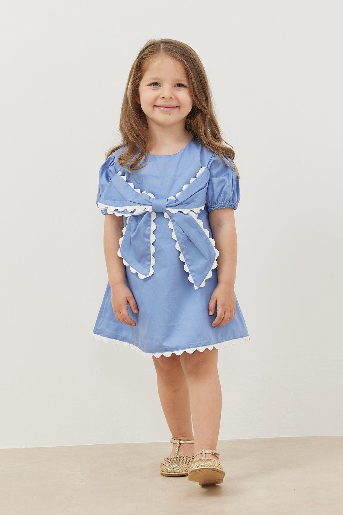 Kurdeleli Elbise Mavi