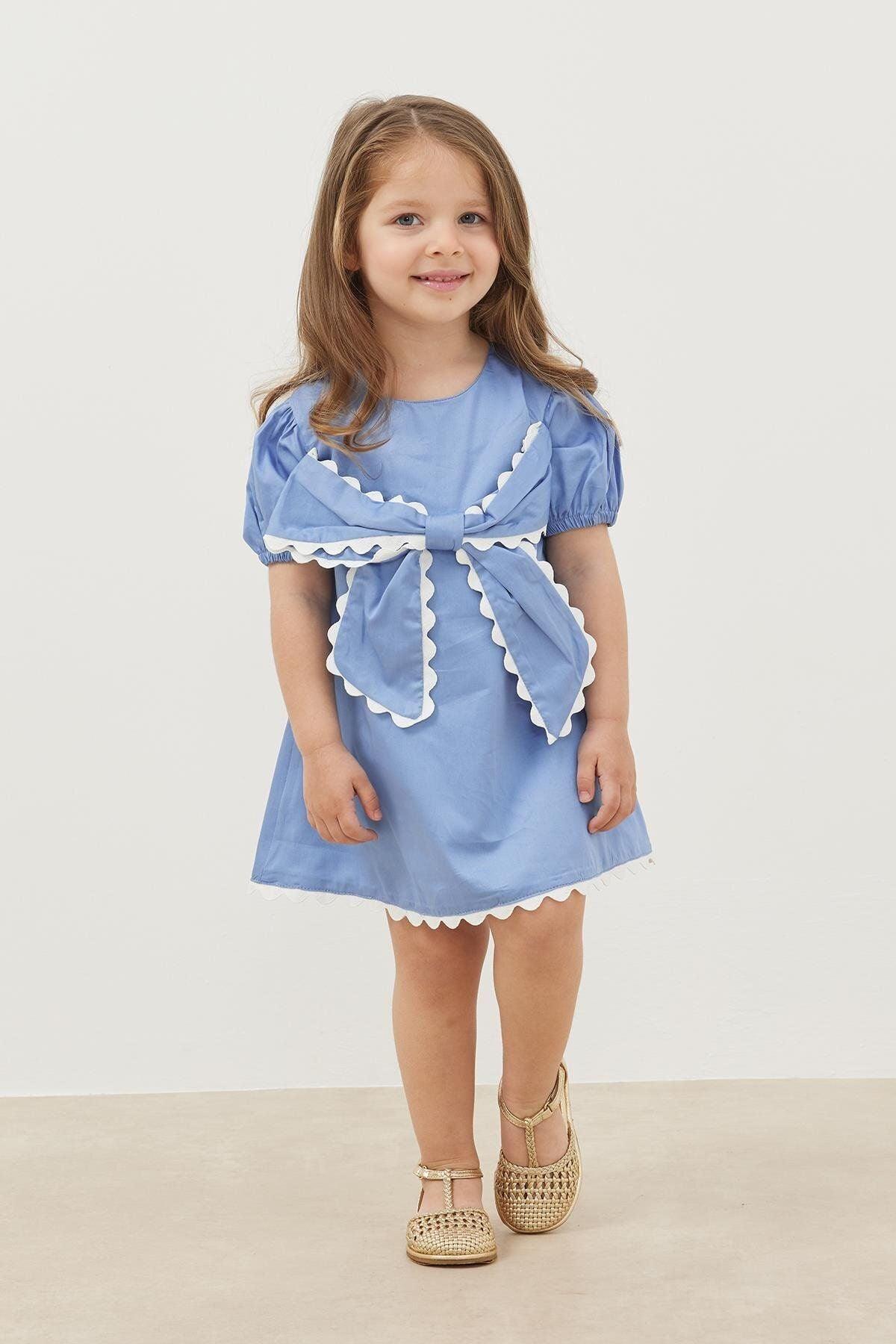 Kurdeleli Elbise Mavi