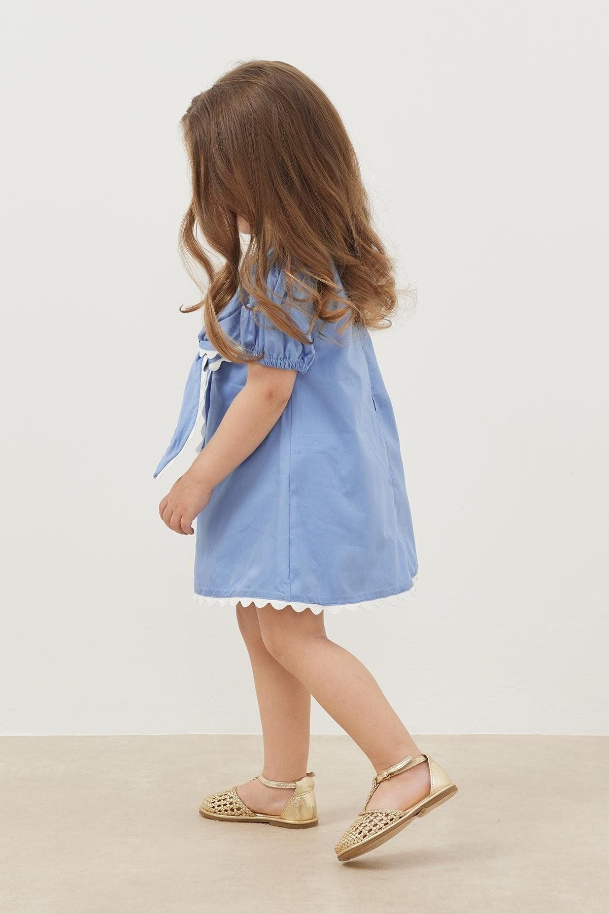 Kurdeleli Elbise Mavi