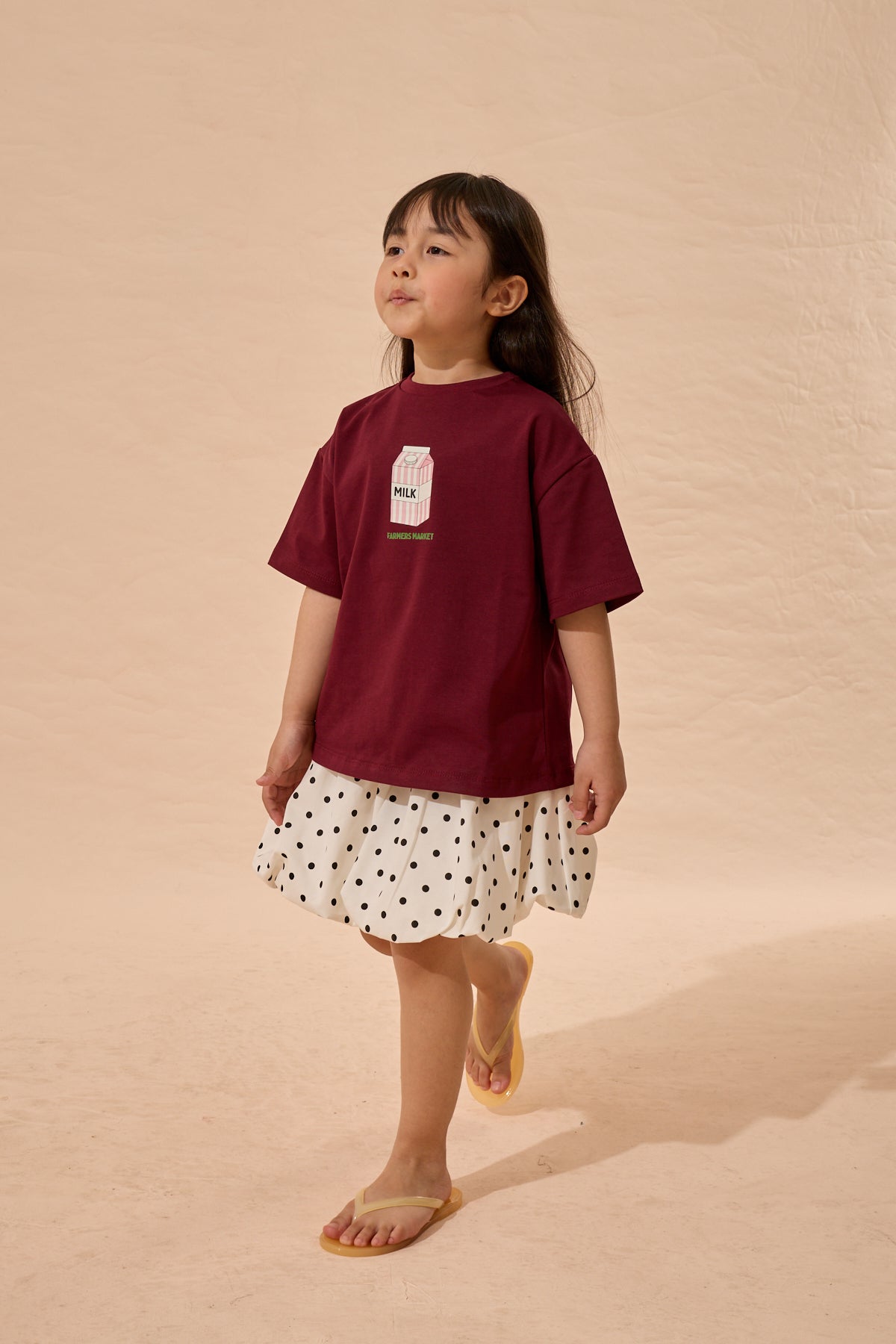 Milk Baskı Oversize Pamuk Tişört Mürdüm