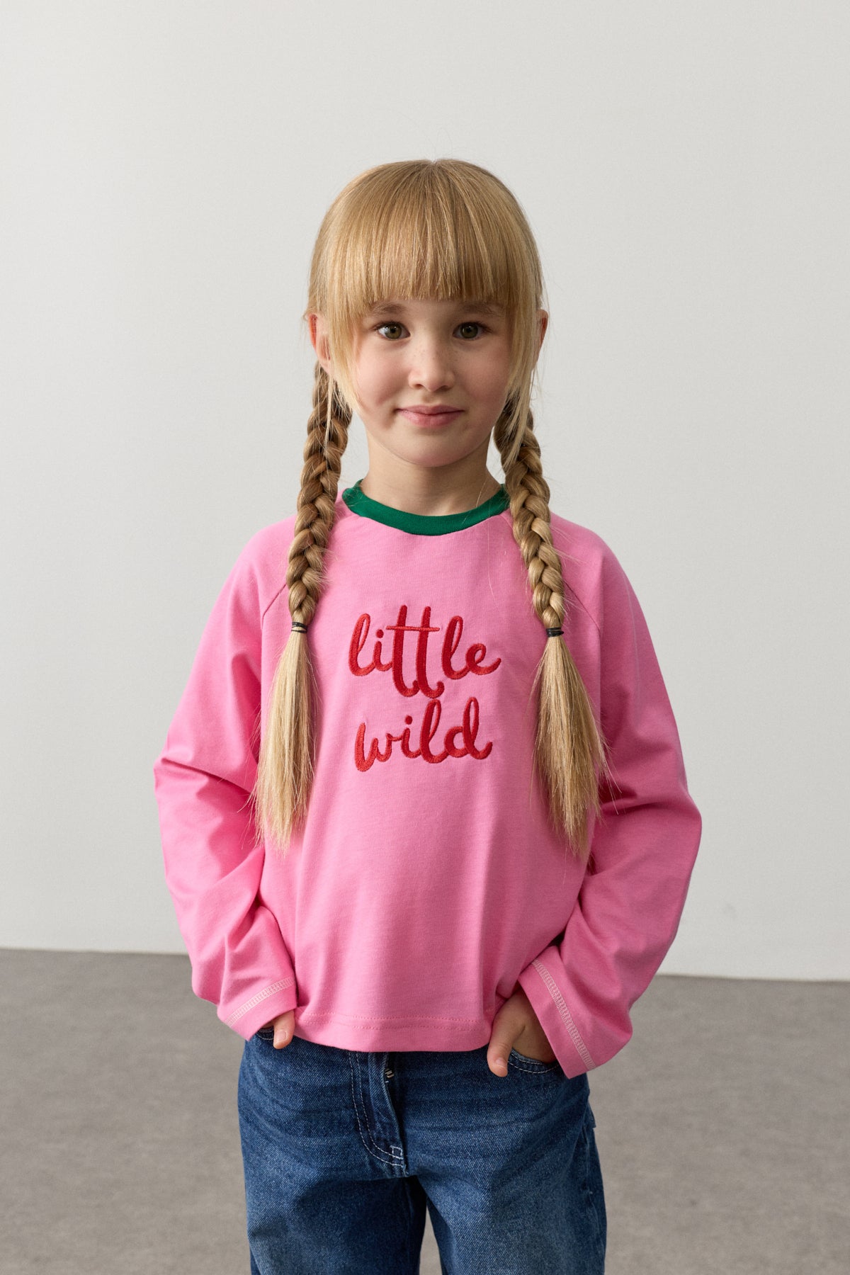 Nakışlı Uzun Kollu T-shirt Pembe