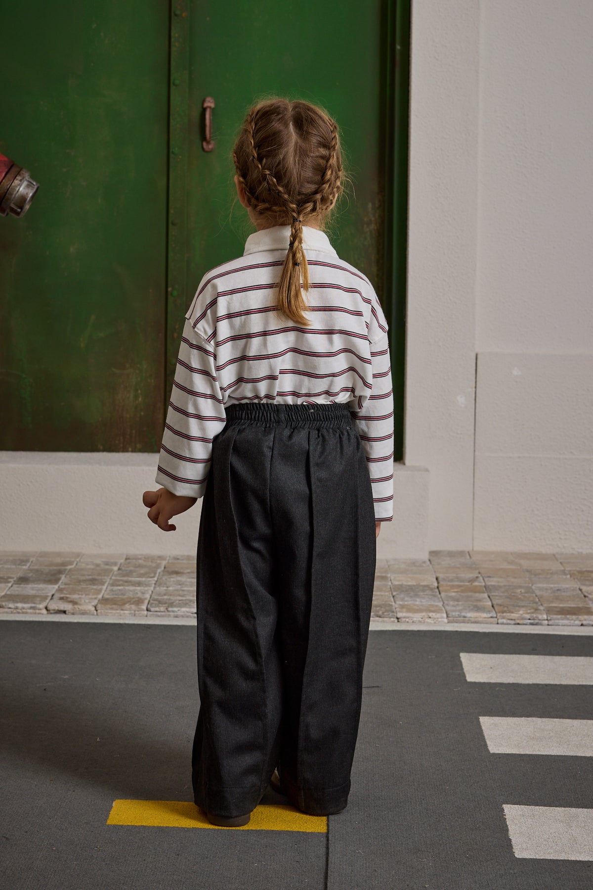 Nervür Dikişli Geniş Pantolon Füme