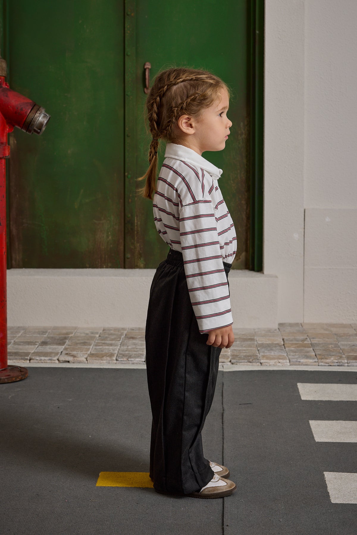 Nervür Dikişli Geniş Pantolon Füme