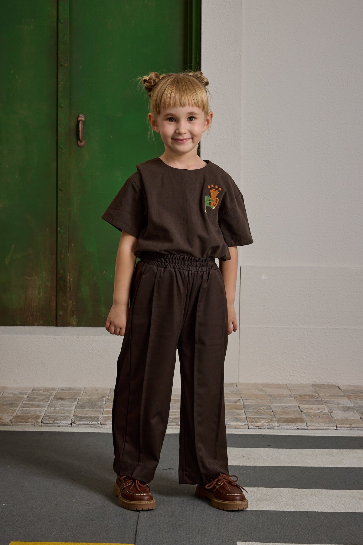 Nervür Dikişli Geniş Pantolon Kahverengi