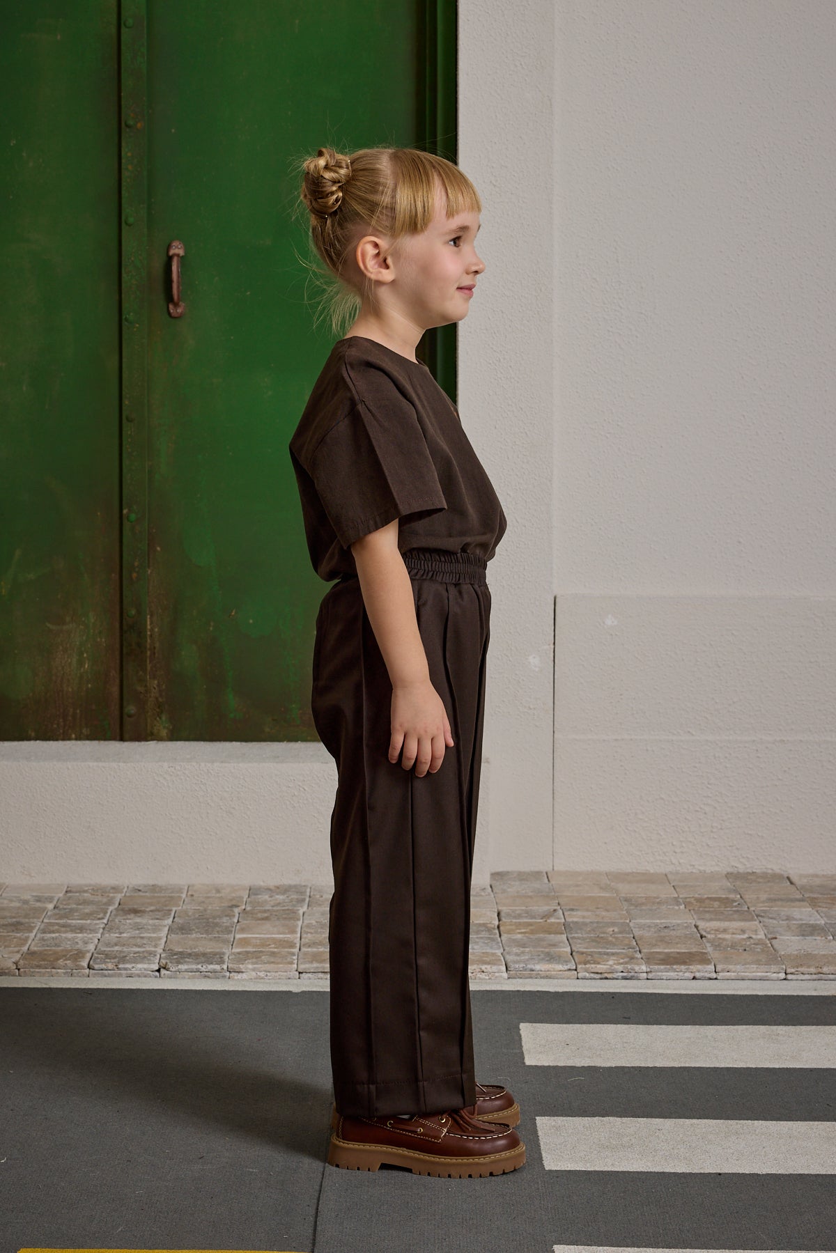 Nervür Dikişli Geniş Pantolon Kahverengi