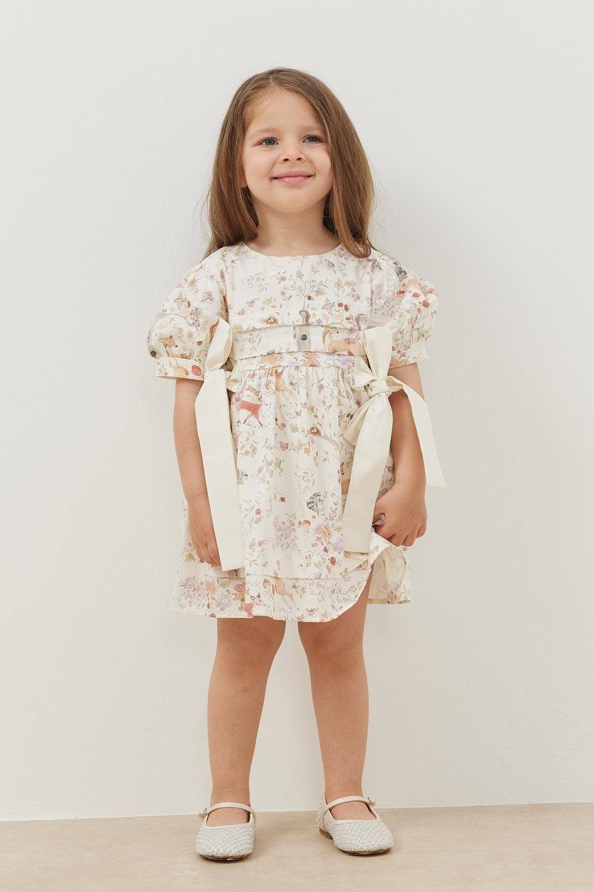 Ribbed Dress with Beige Pattern